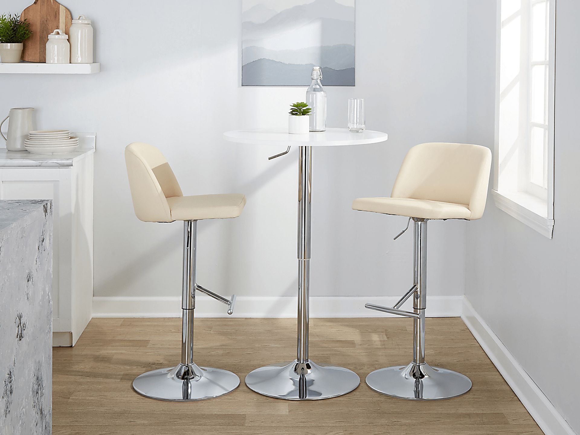 Wymering XV Cream Adjustable Swivel Barstool, Set of 2 - Image 2