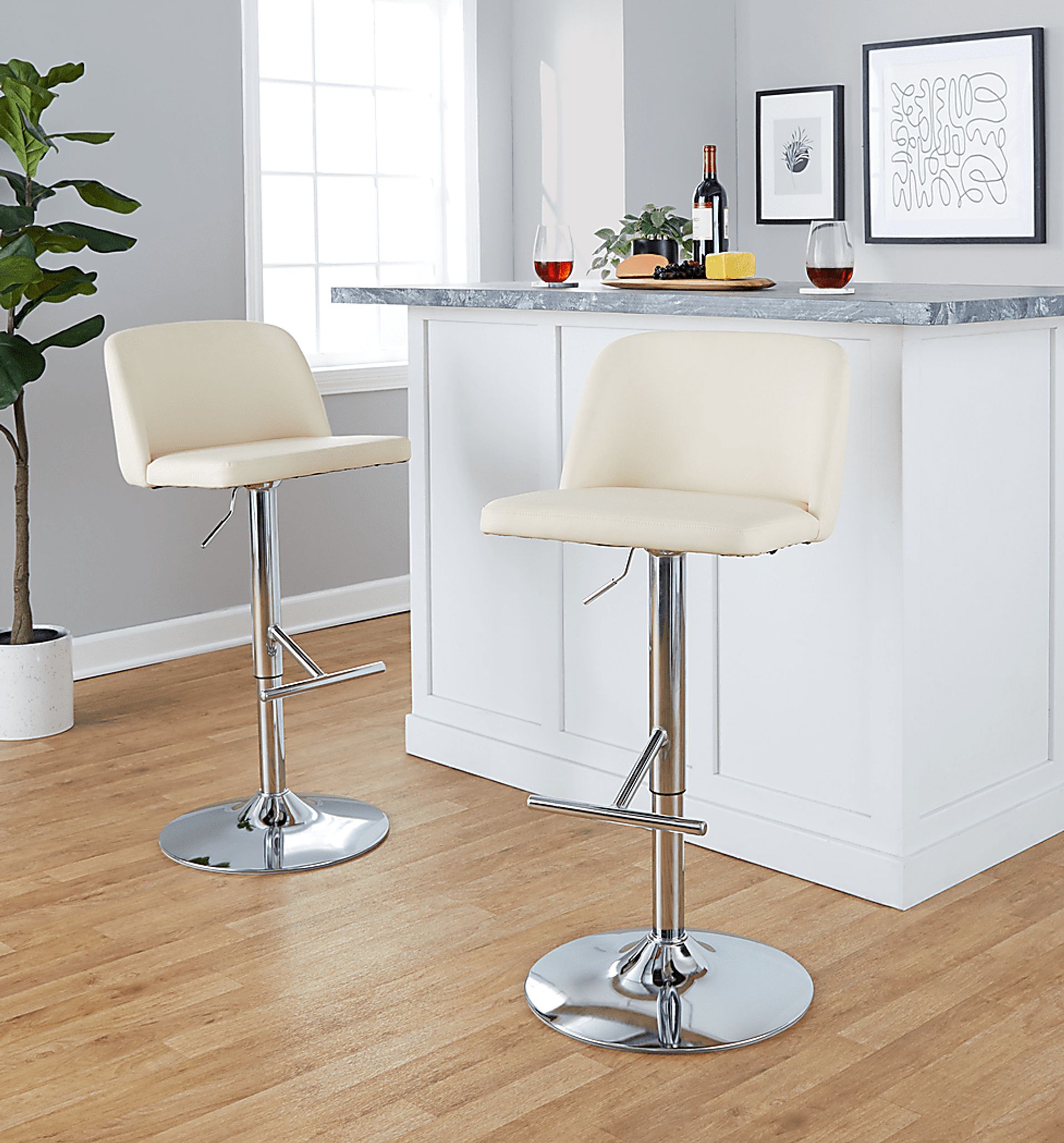 Wymering XV Cream Adjustable Swivel Barstool, Set of 2 - Image 4