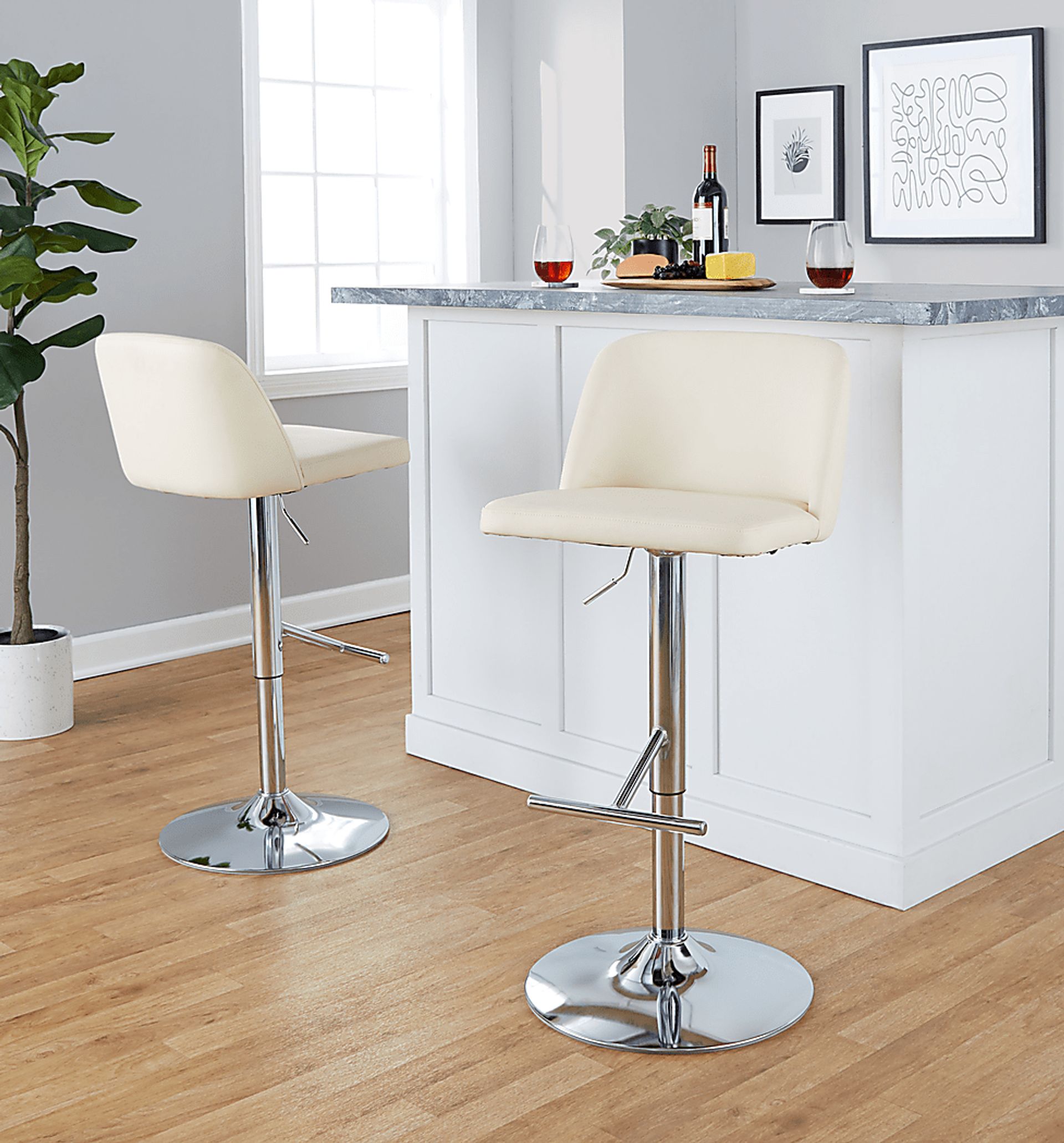 Wymering XV Cream Adjustable Swivel Barstool, Set of 2 - Image 5