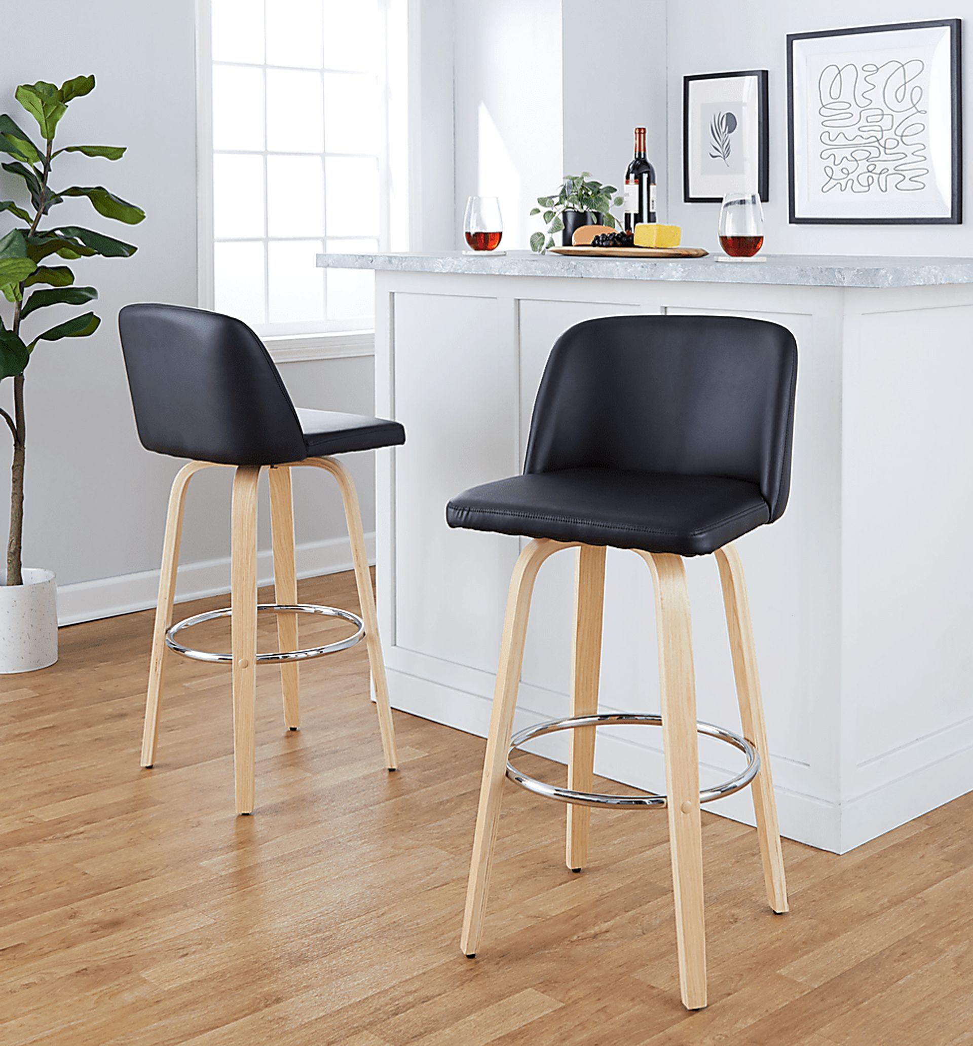Wymering XVI Black Swivel Barstool, Set of 2 - Image 5