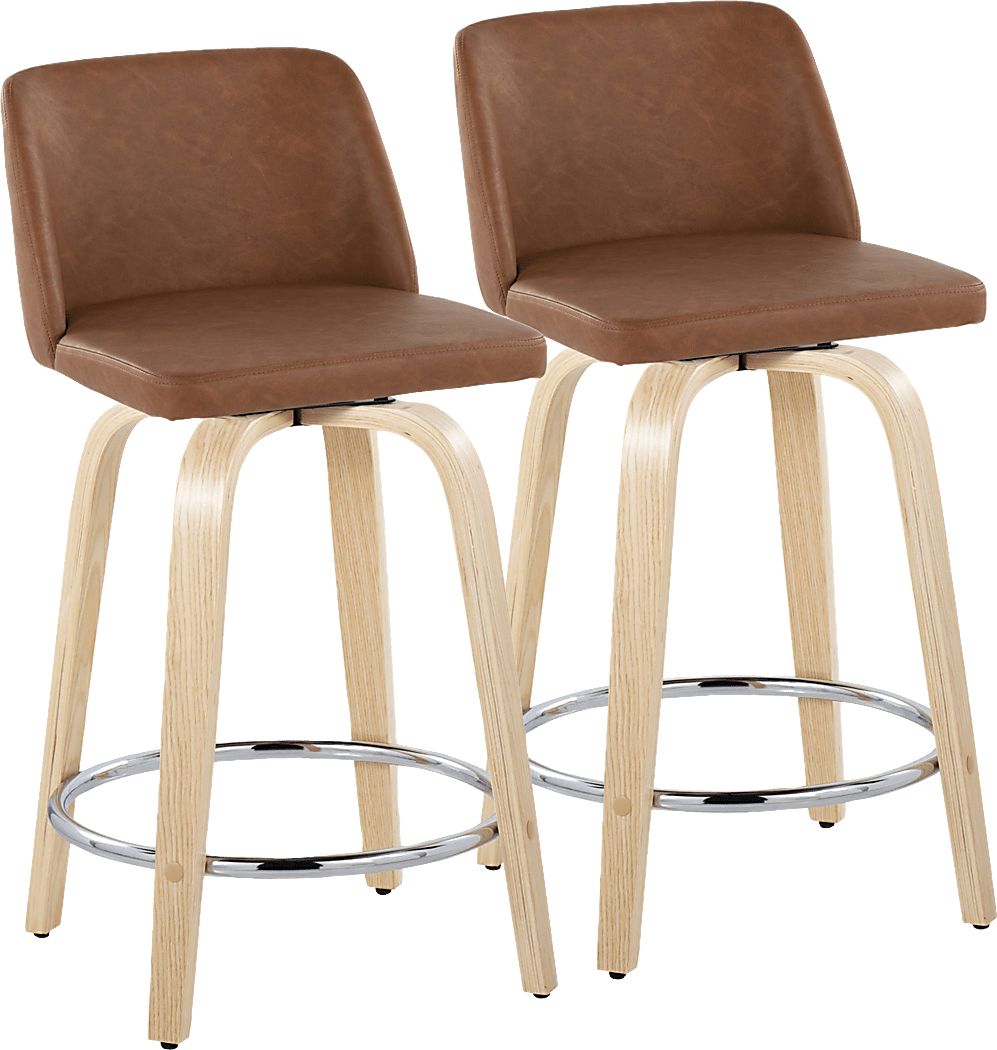 Wymering XVI Camel Swivel 24" Counter Height Stool, Set of 2
