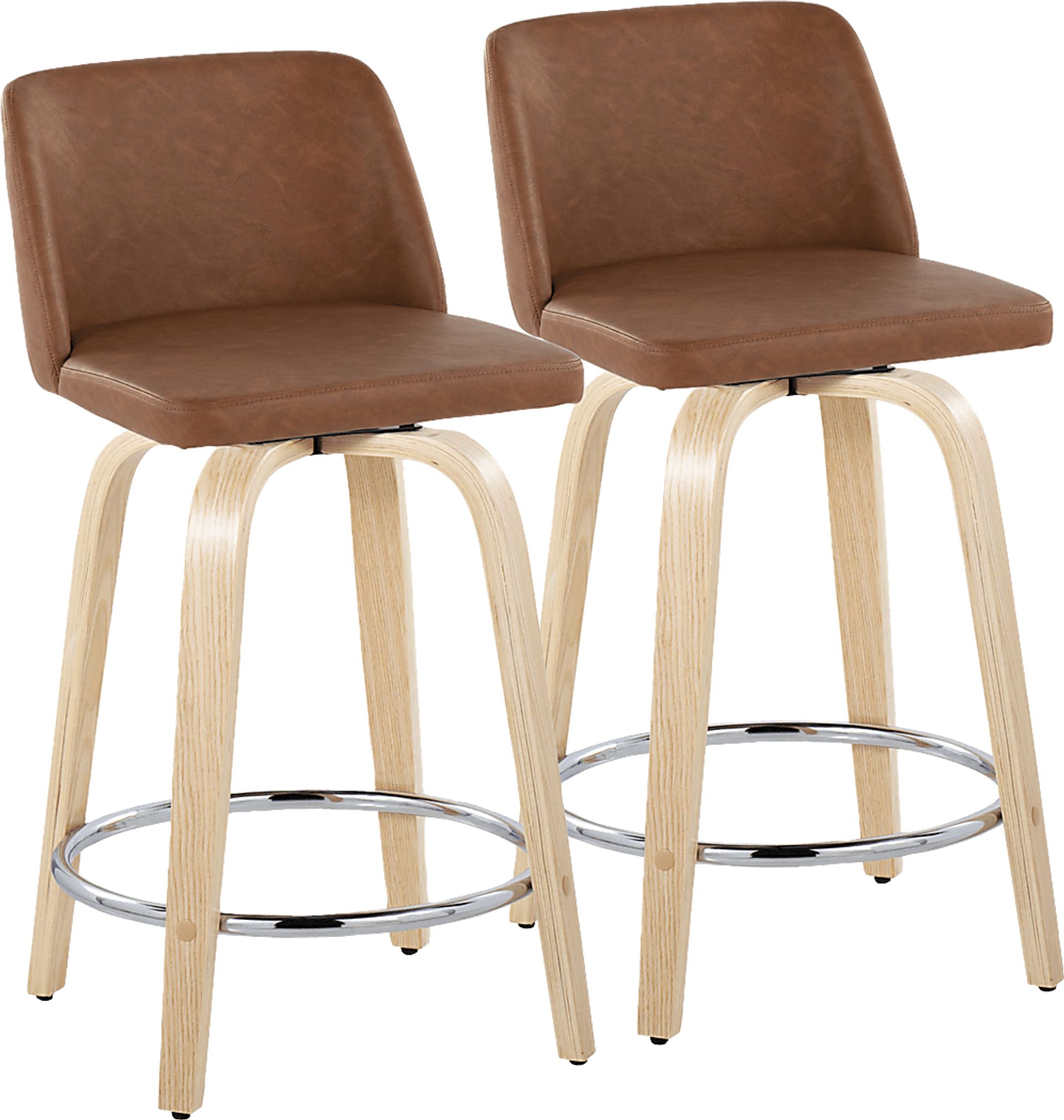 Wymering XVI Camel Swivel 24" Counter Height Stool, Set of 2 - Image 1