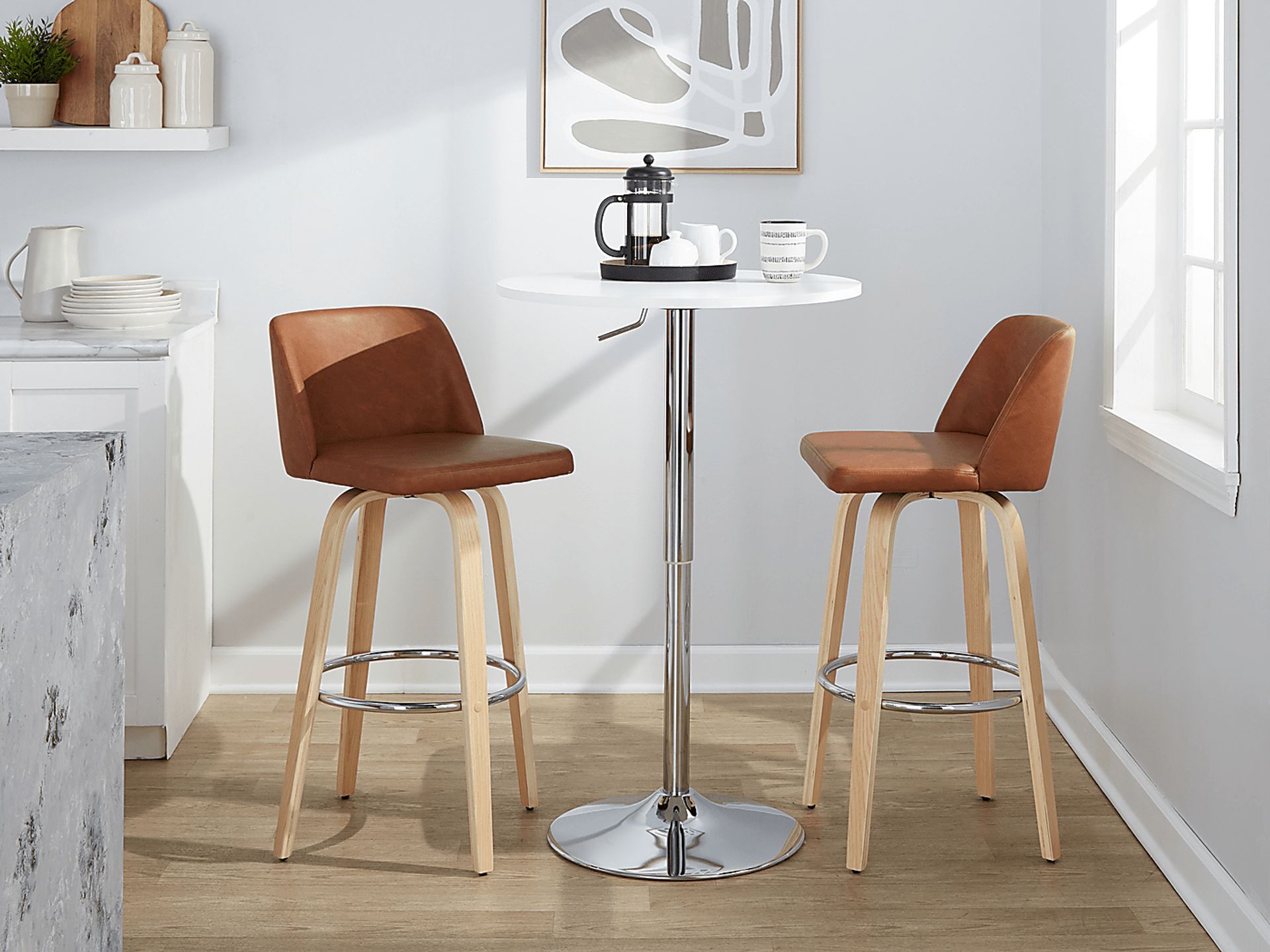 Wymering XVI Camel Swivel Barstool, Set of 2 - Image 5