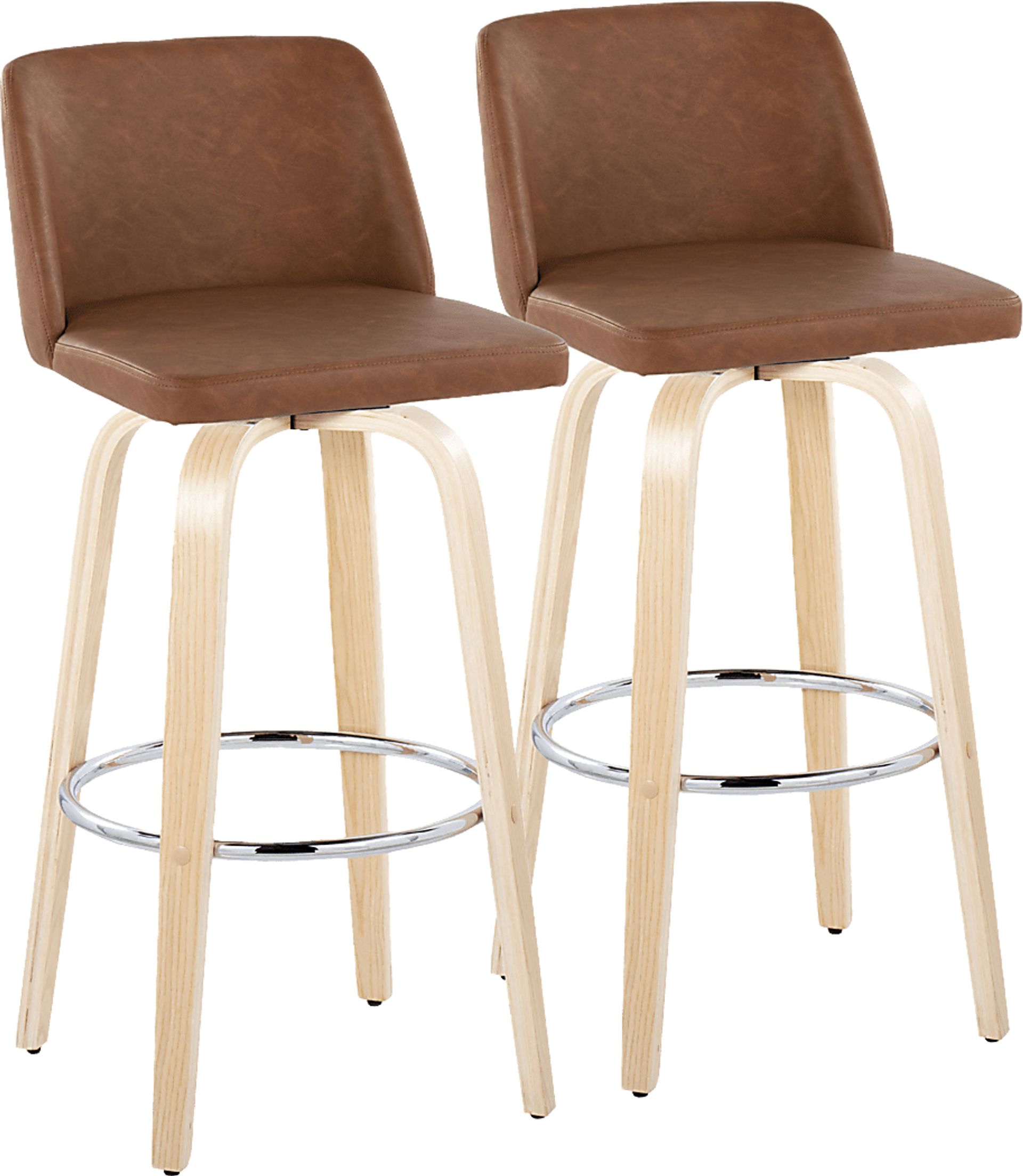 Wymering XVI Camel Swivel Barstool, Set of 2 - Image 1
