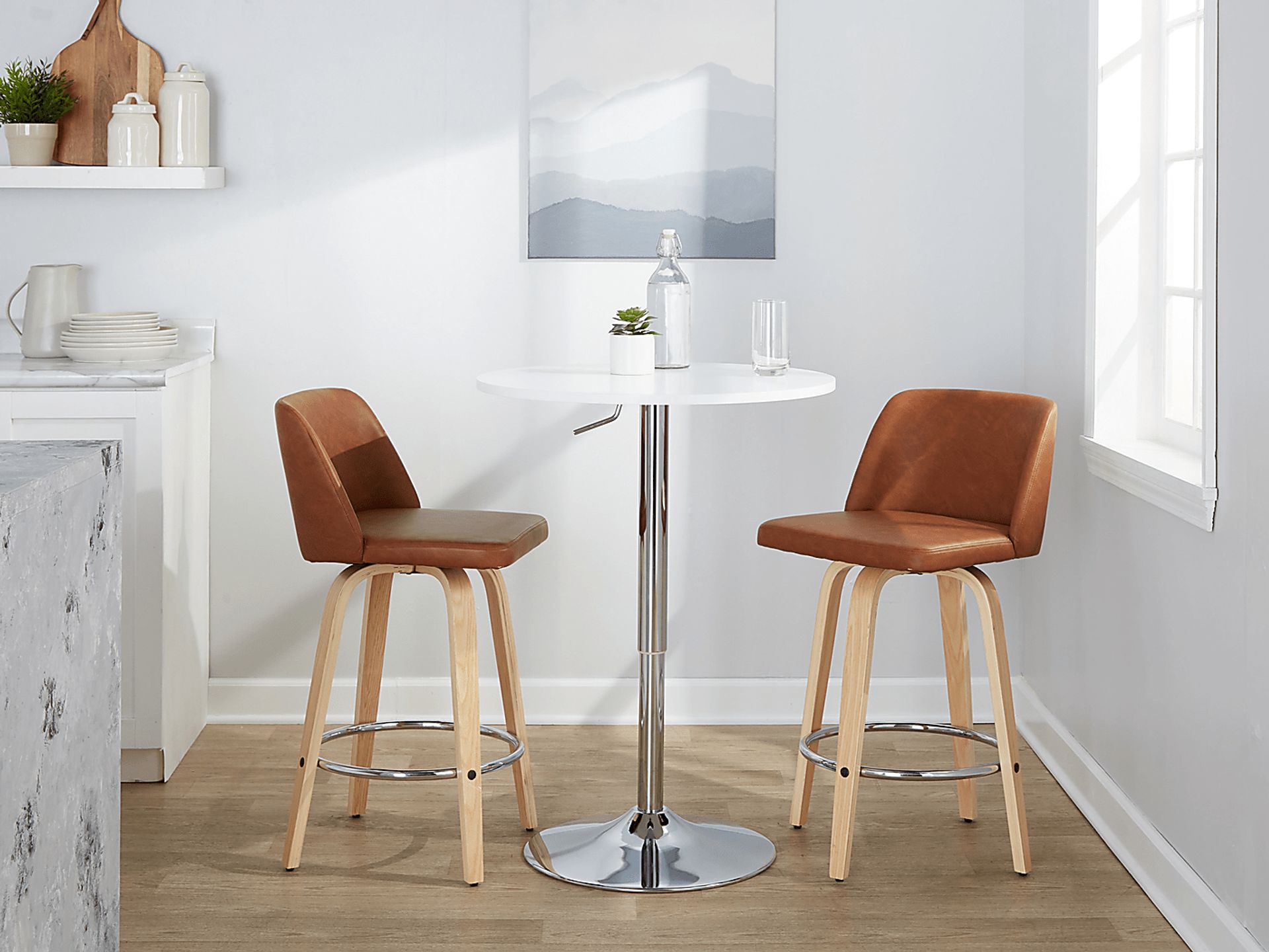Wymering XVI Camel Swivel Counter Height Stool, Set of 2 - Image 2
