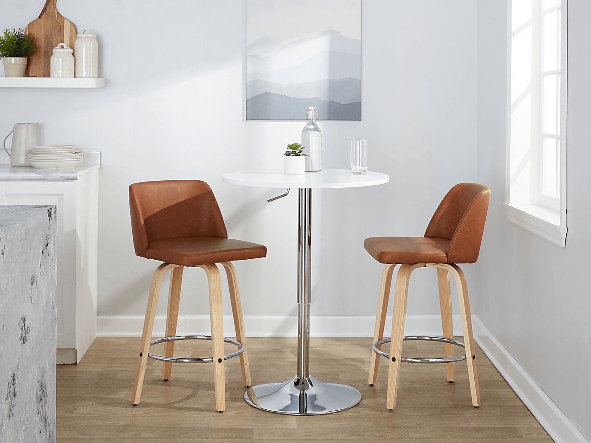 Wymering XVI Camel Swivel Counter Height Stool, Set of 2 - Image 3
