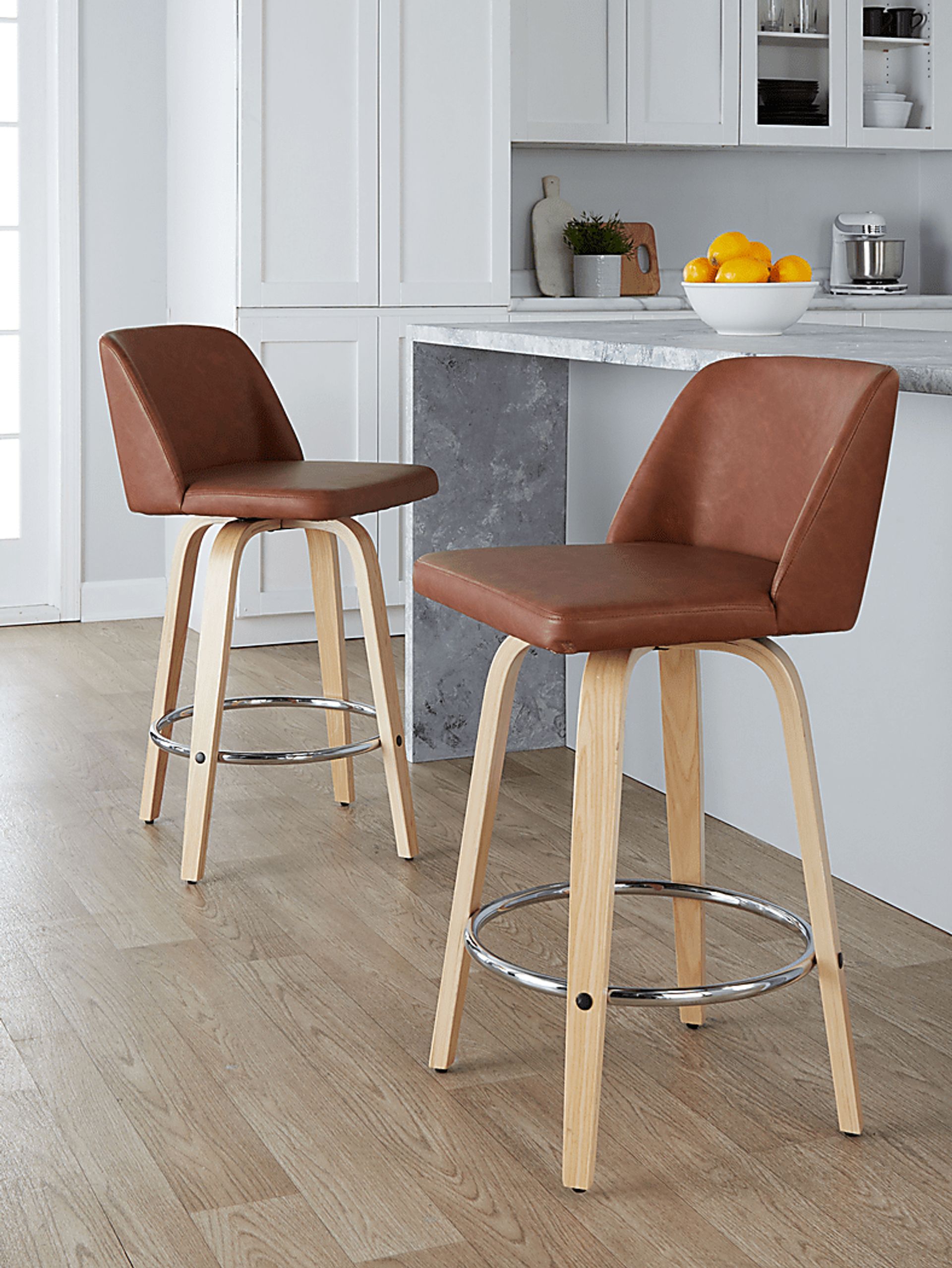 Wymering XVI Camel Swivel Counter Height Stool, Set of 2 - Image 4
