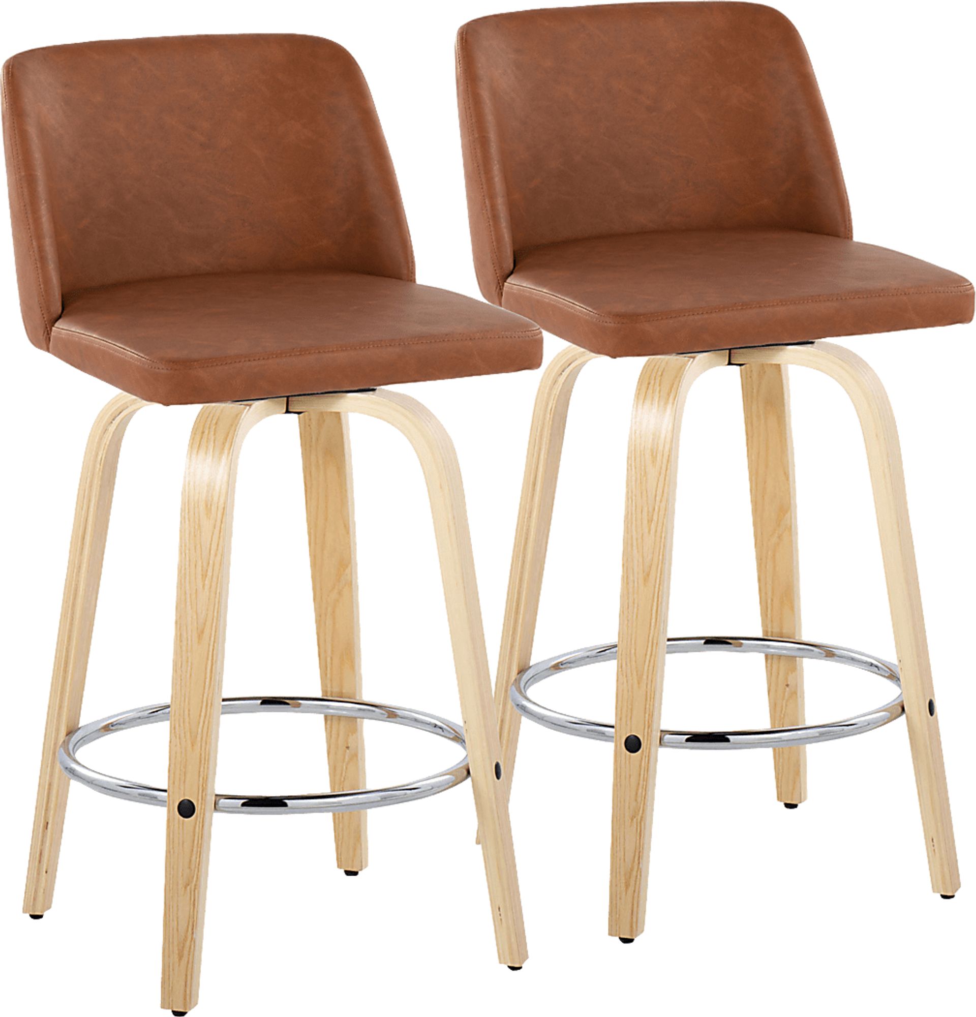 Wymering XVI Camel Swivel Counter Height Stool, Set of 2 - Image 1
