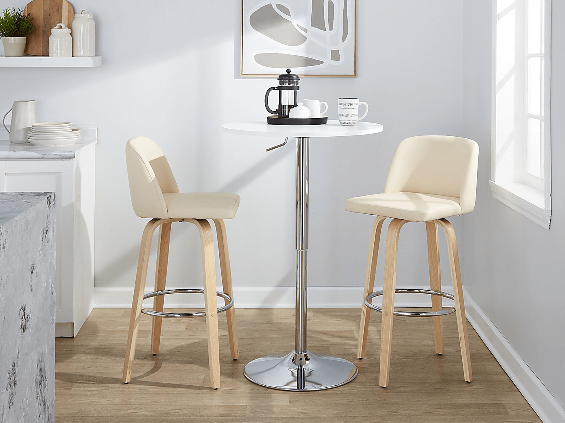 Wymering XVI Cream Swivel Barstool, Set of 2 - Image 4