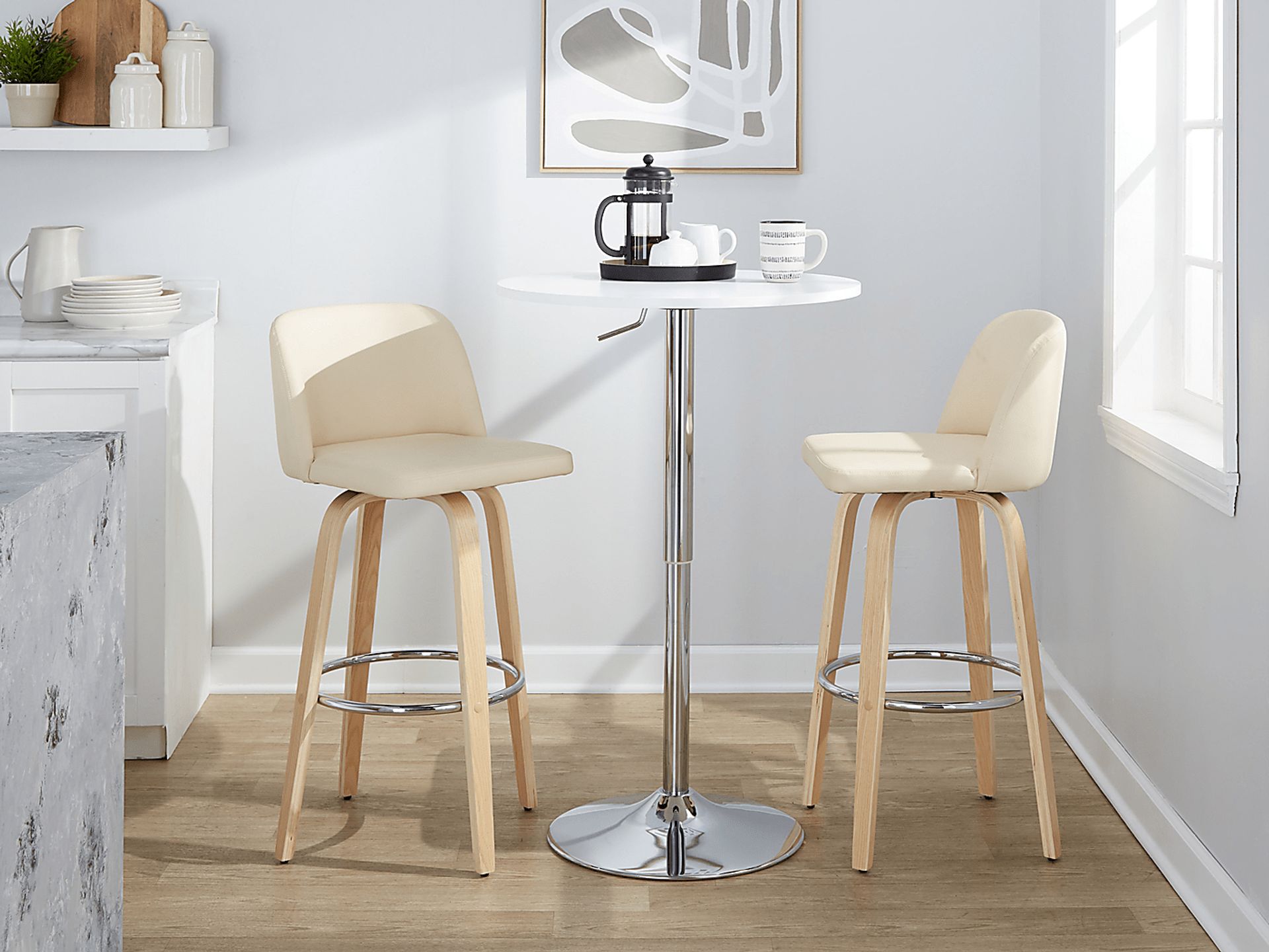 Wymering XVI Cream Swivel Barstool, Set of 2 - Image 5