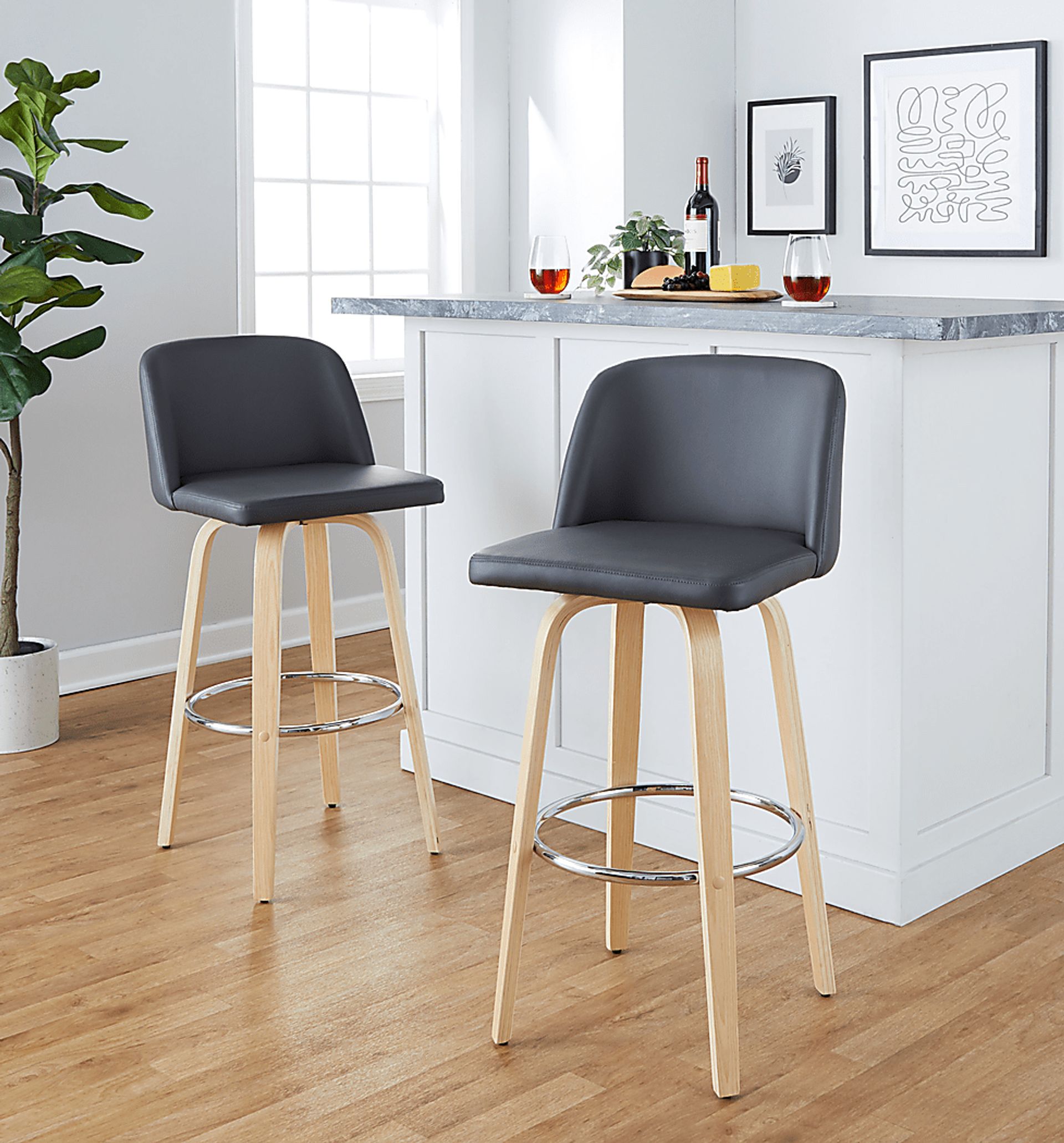 Wymering XVI Gray Swivel Barstool, Set of 2 - Image 2