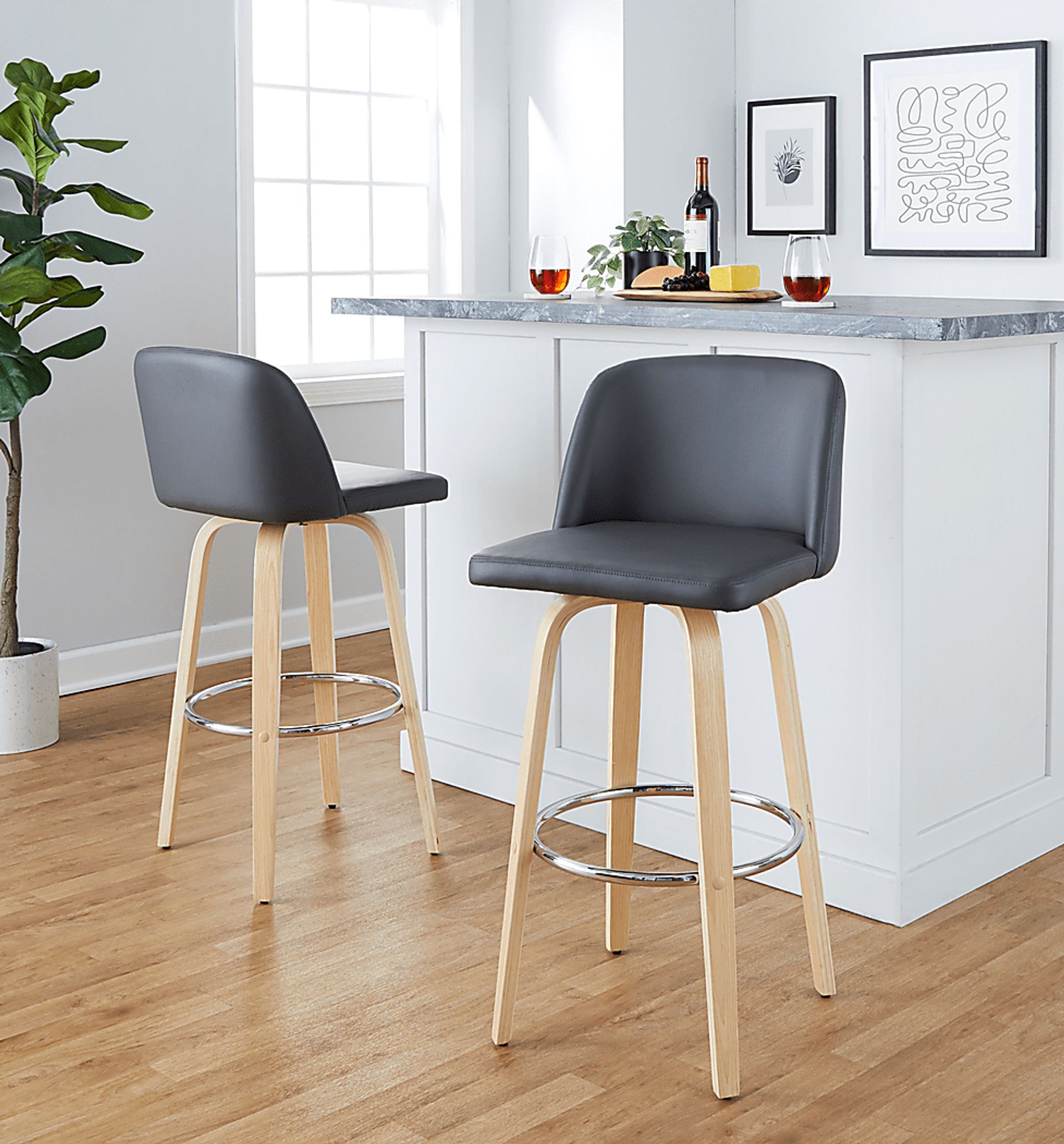 Wymering XVI Gray Swivel Barstool, Set of 2 - Image 3