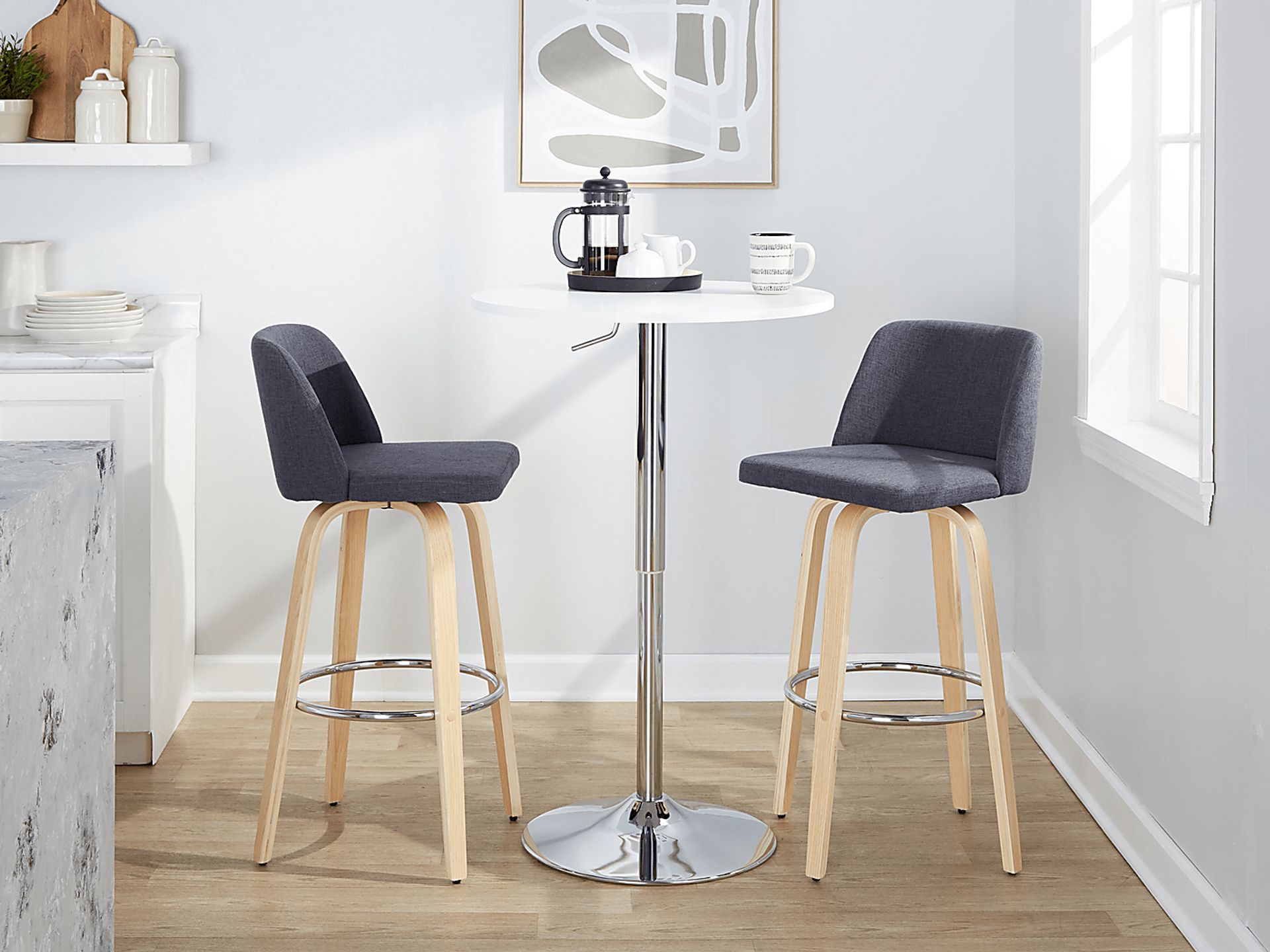 Wymering XVII Blue Swivel Barstool, Set of 2 - Image 2