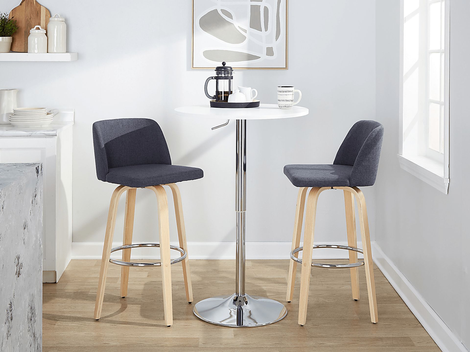 Wymering XVII Blue Swivel Barstool, Set of 2 - Image 3