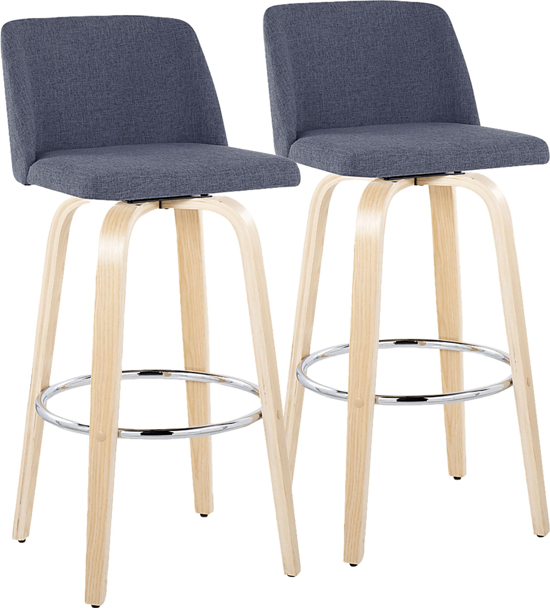 Wymering XVII Blue Swivel Barstool, Set of 2 - Image 1