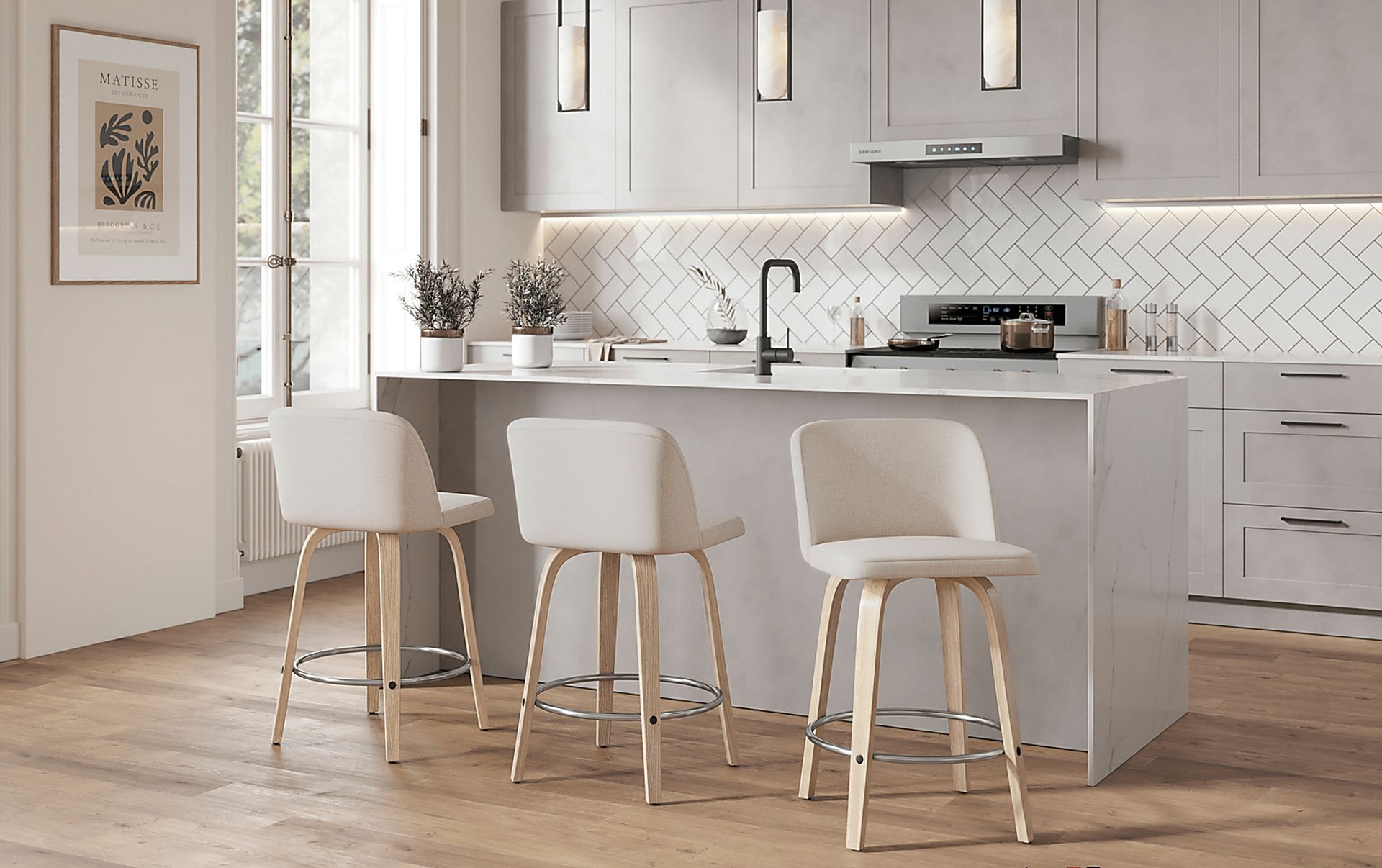 Wymering XVII Cream Swivel 24" Counter Height Stool, Set of 2 - Image 2