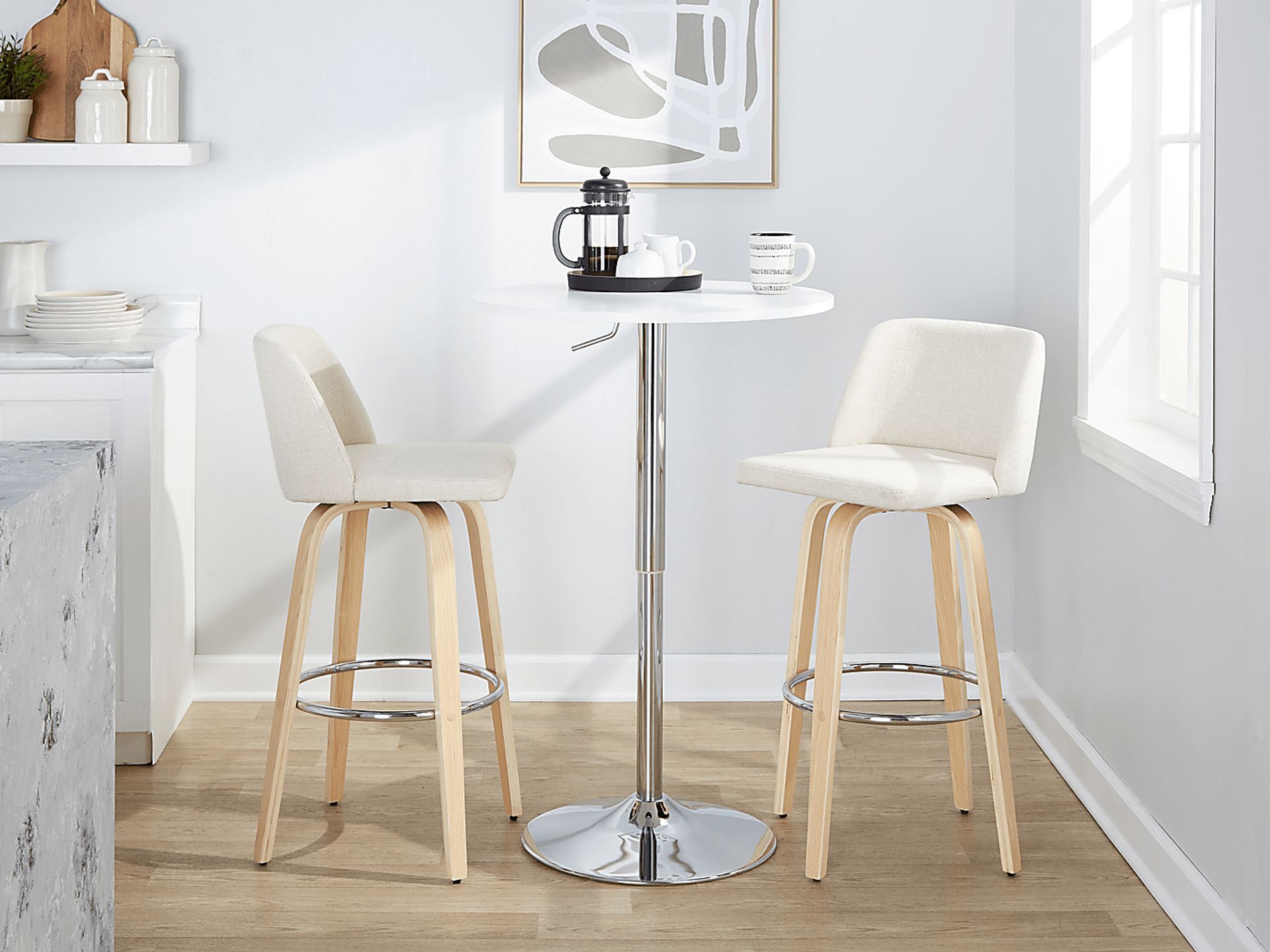 Wymering XVII Cream Swivel Barstool, Set of 2 - Image 2