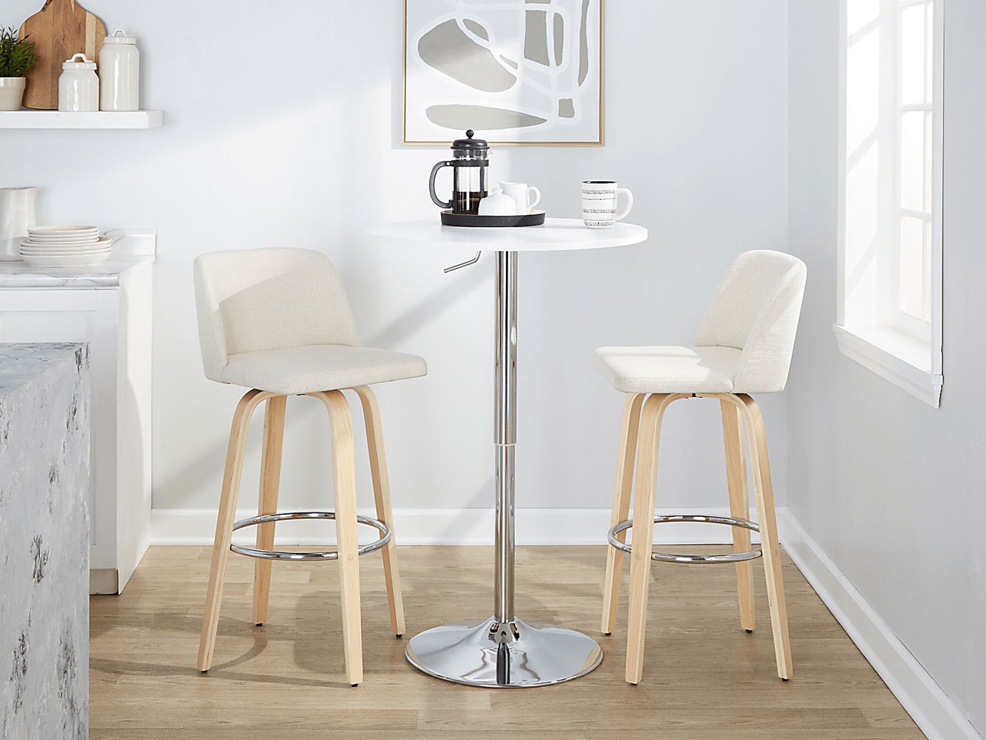 Wymering XVII Cream Swivel Barstool, Set of 2 - Image 3