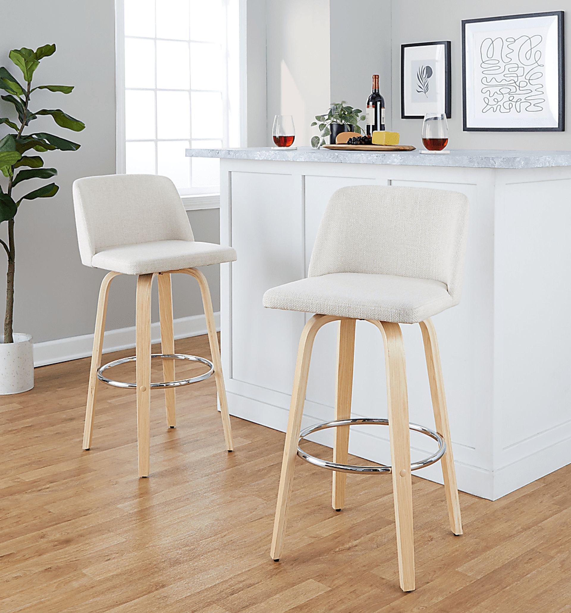 Wymering XVII Cream Swivel Barstool, Set of 2 - Image 4