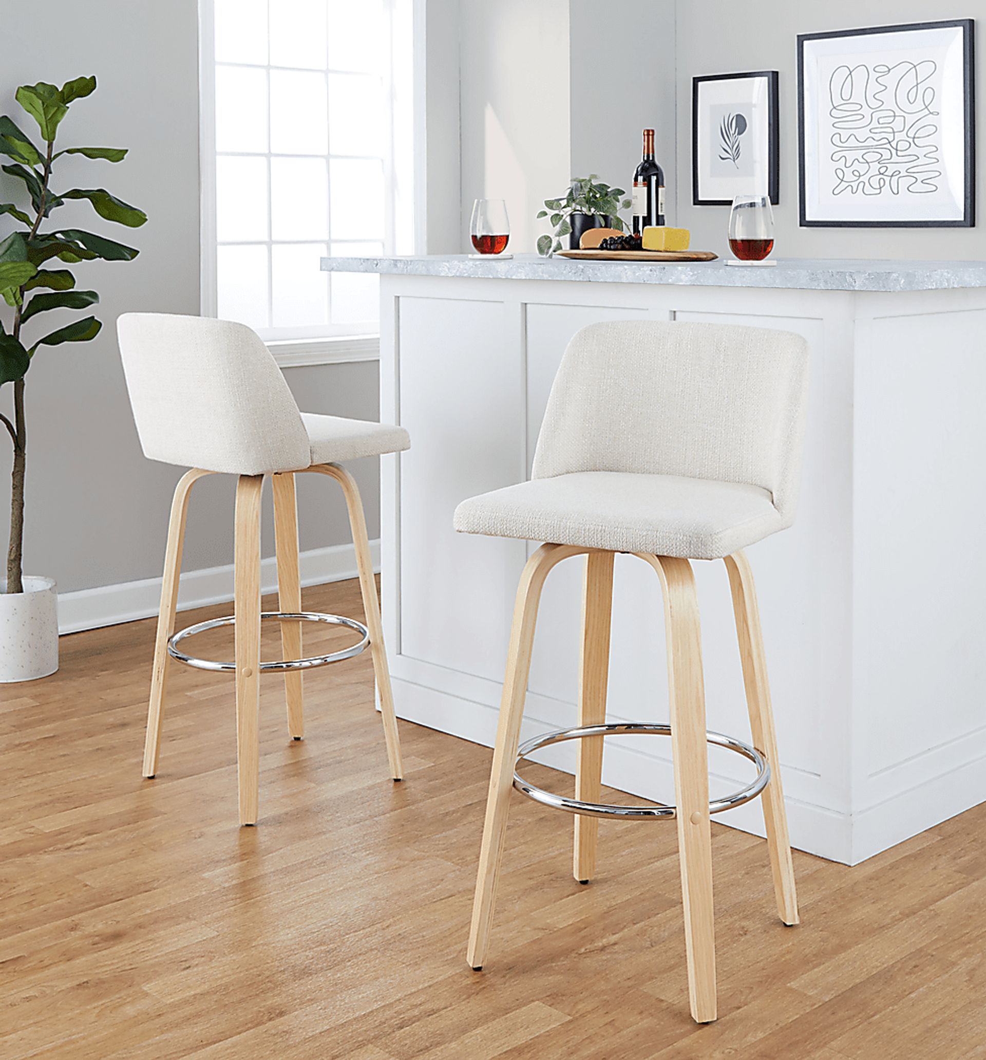Wymering XVII Cream Swivel Barstool, Set of 2 - Image 5