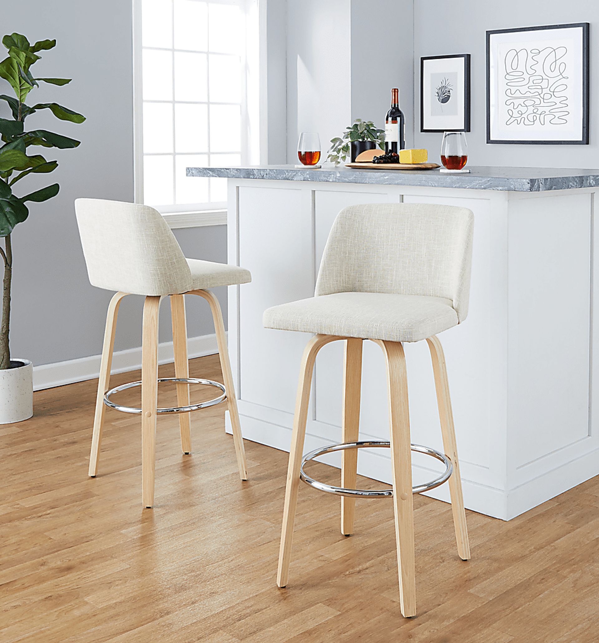 Wymering XVII Cream Swivel Barstool, Set of 2 - Image 3