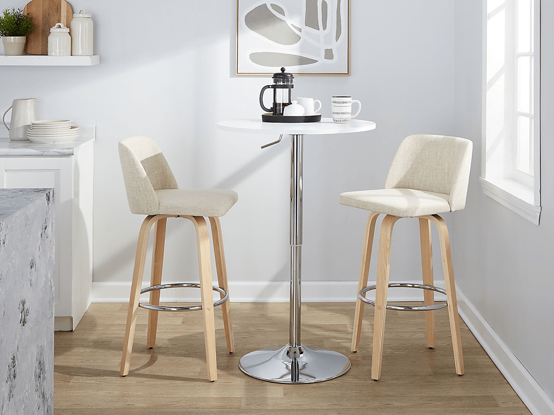Wymering XVII Cream Swivel Barstool, Set of 2 - Image 4