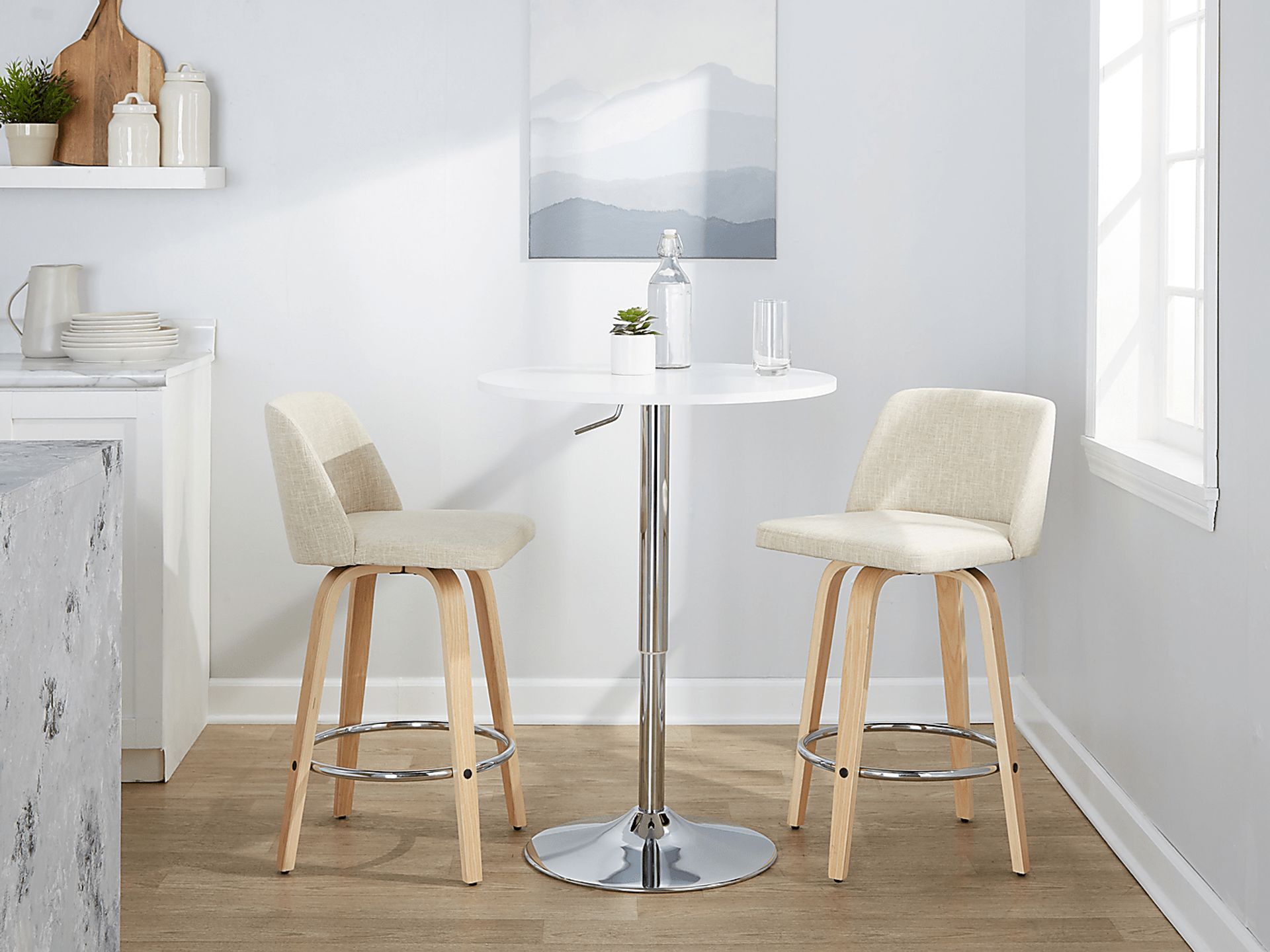 Wymering XVII Cream Swivel Counter Height Stool, Set of 2 - Image 2