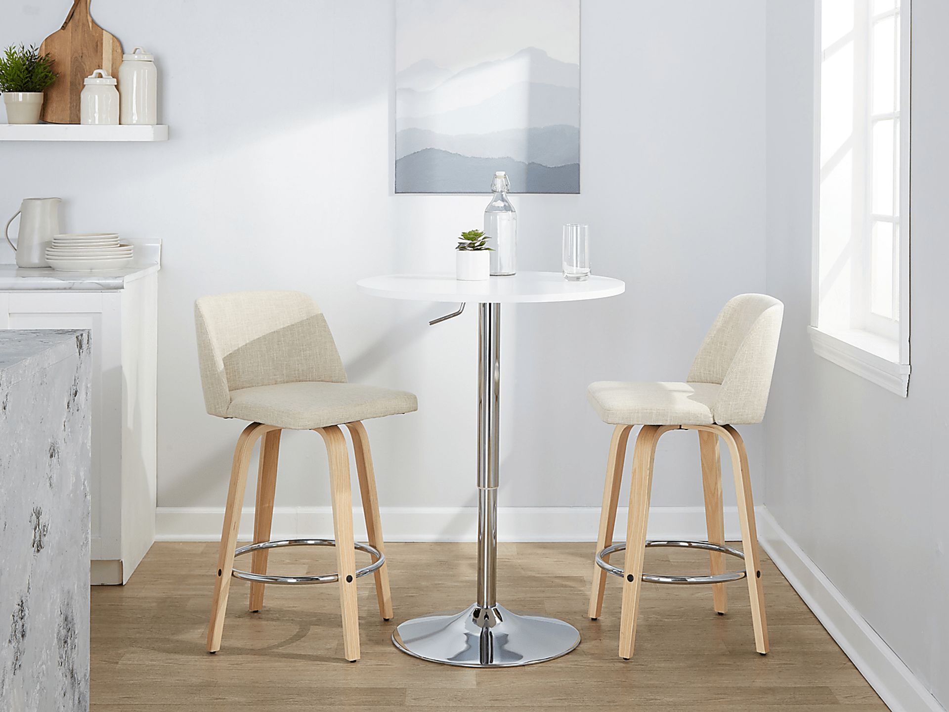 Wymering XVII Cream Swivel Counter Height Stool, Set of 2 - Image 3