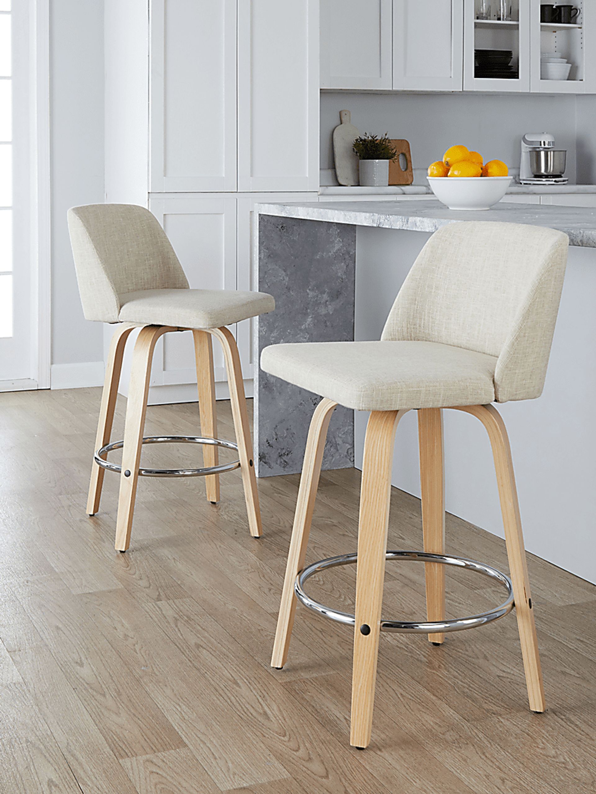 Wymering XVII Cream Swivel Counter Height Stool, Set of 2 - Image 4