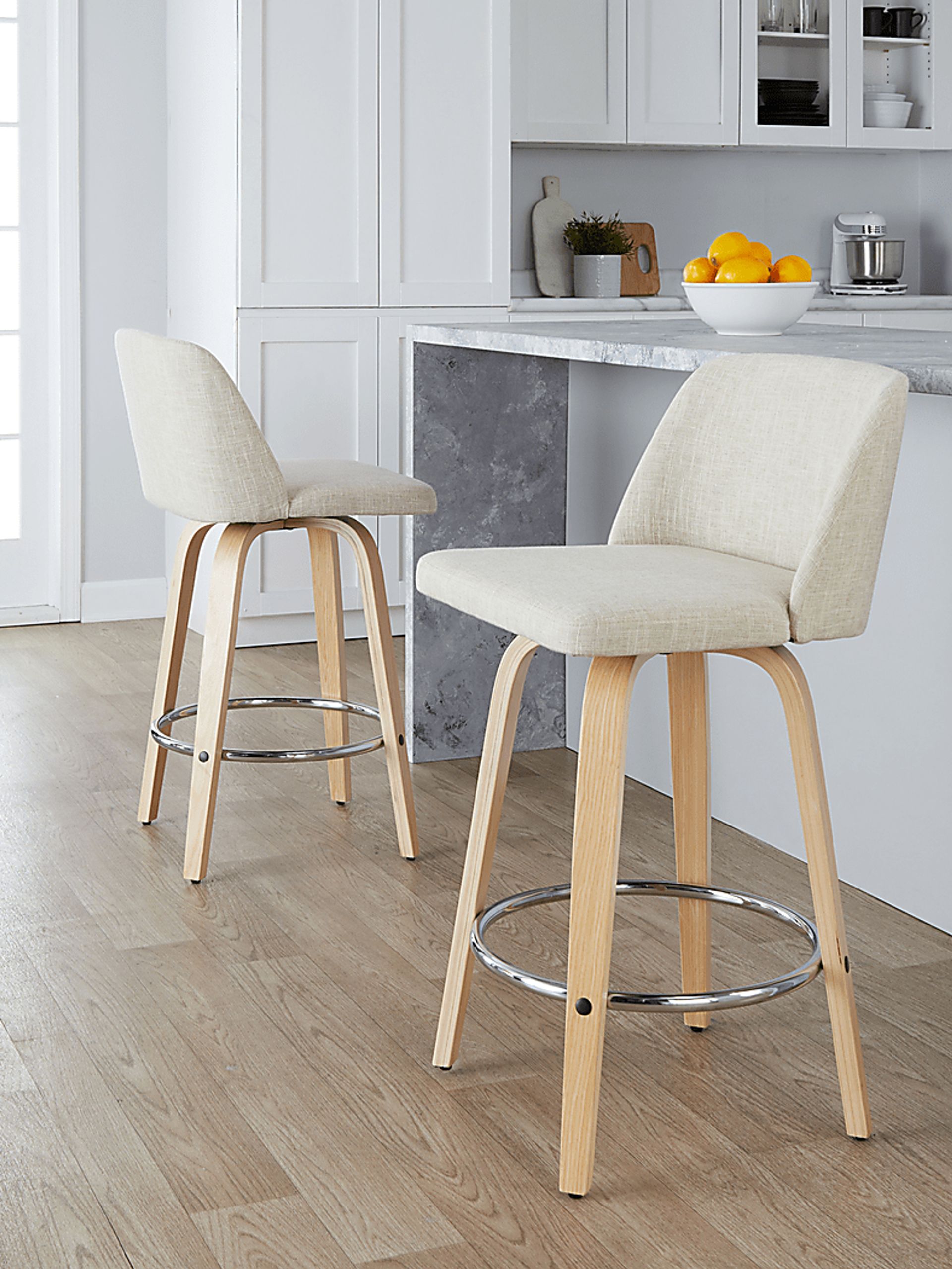 Wymering XVII Cream Swivel Counter Height Stool, Set of 2 - Image 5