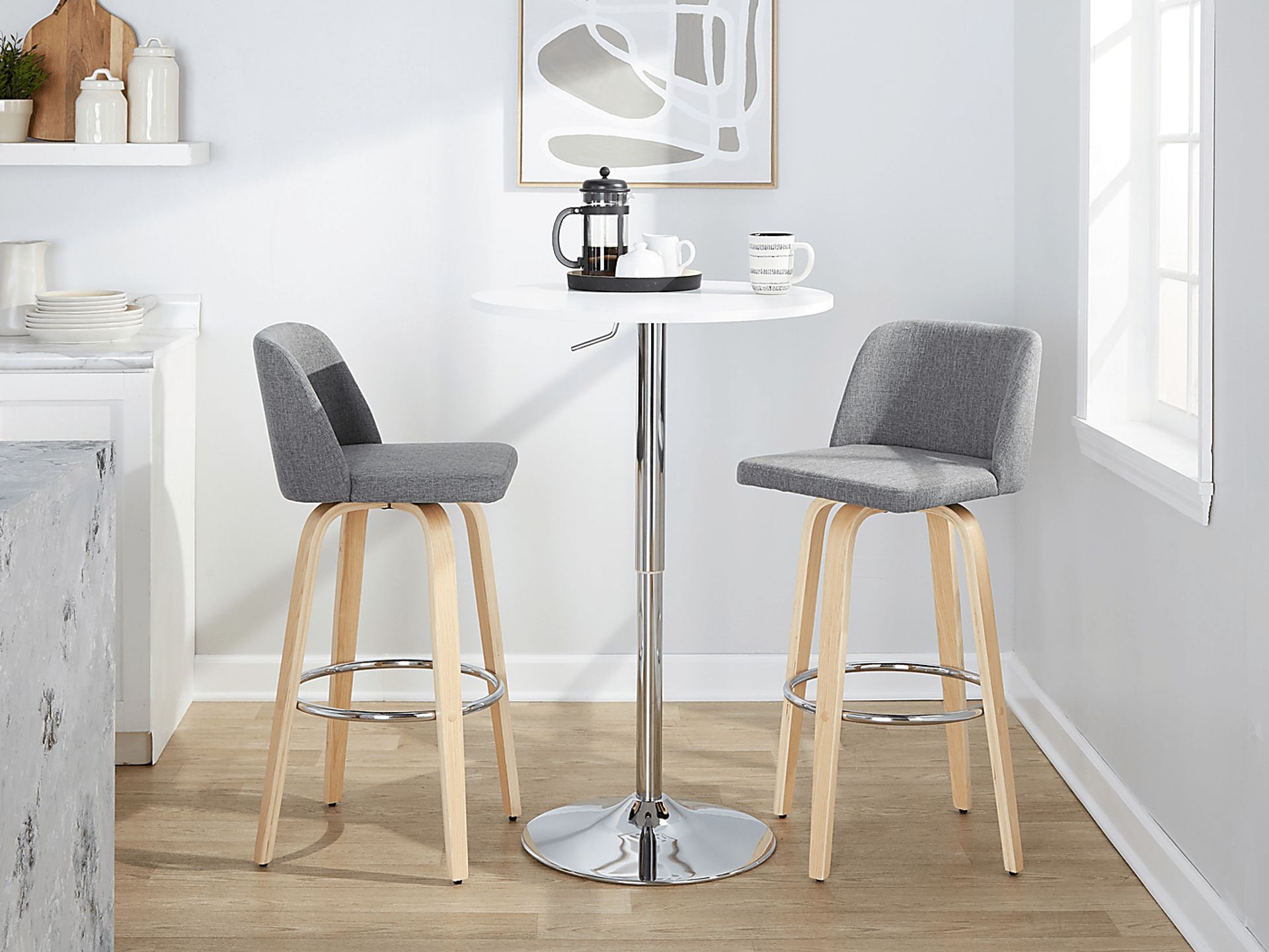 Wymering XVII Gray Swivel Barstool, Set of 2 - Image 2