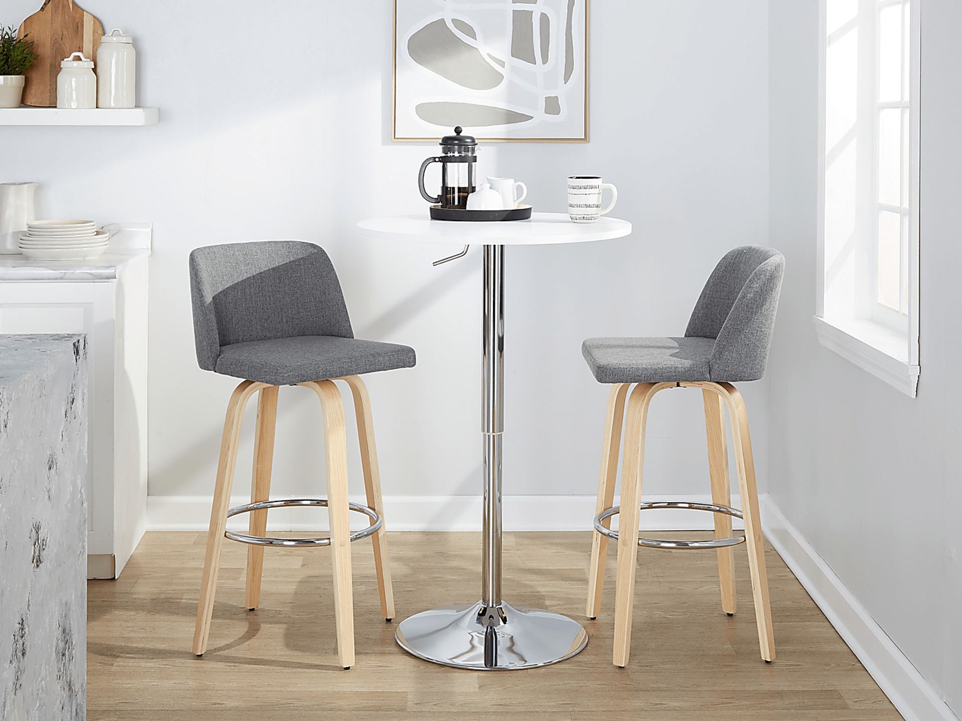 Wymering XVII Gray Swivel Barstool, Set of 2 - Image 3