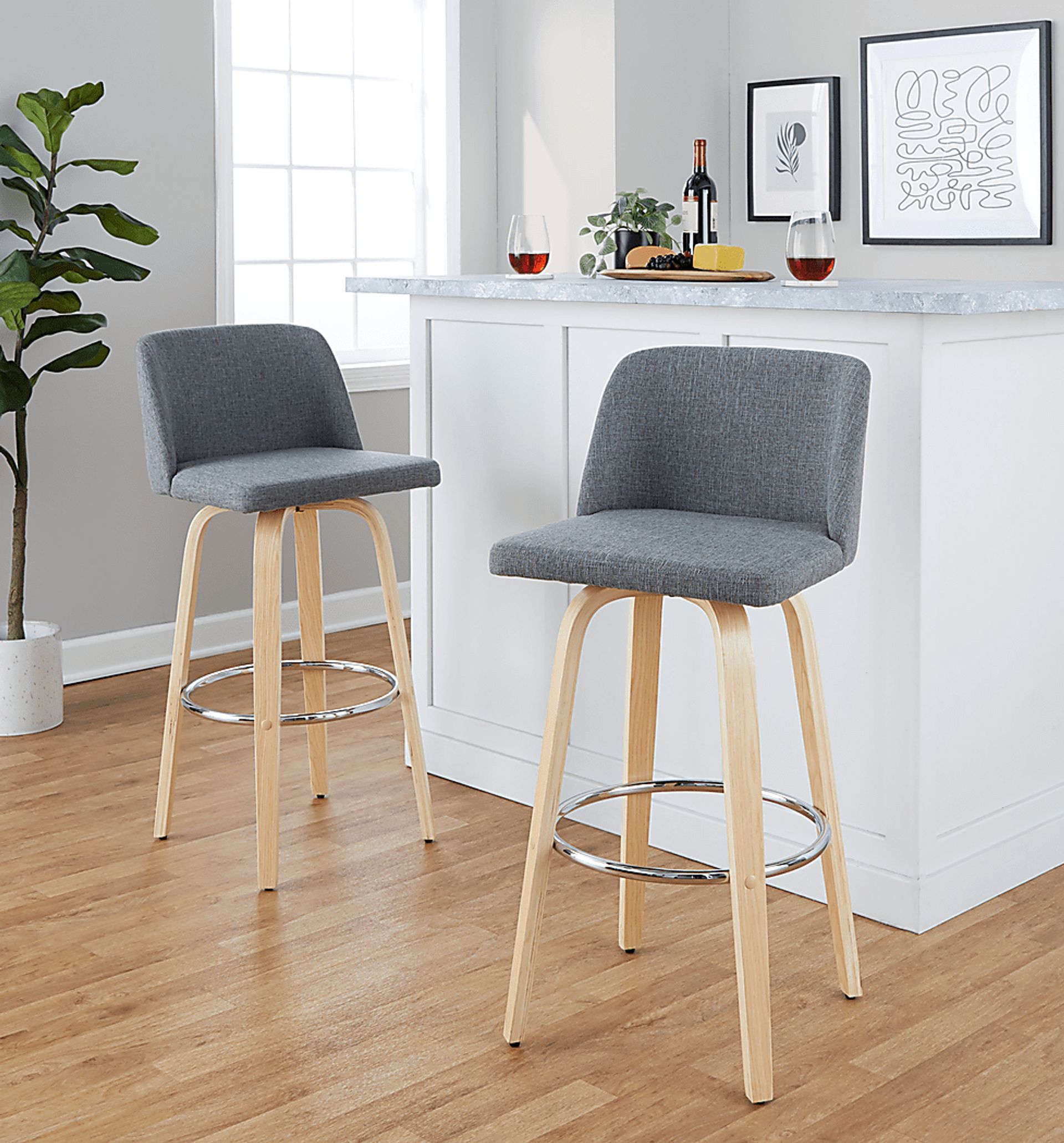 Wymering XVII Gray Swivel Barstool, Set of 2 - Image 4
