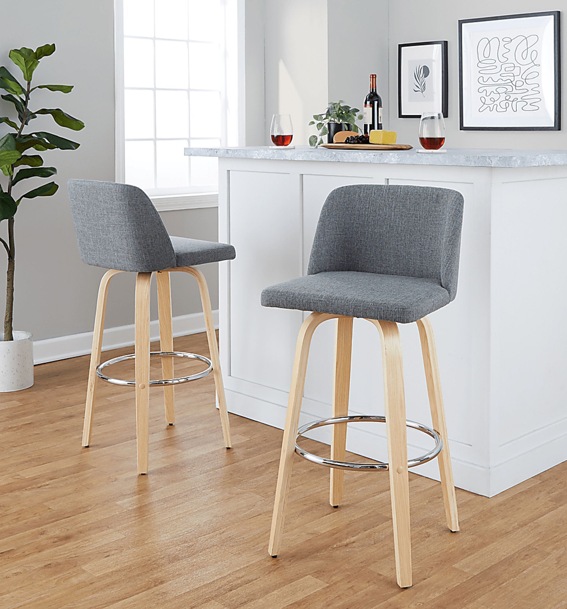 Wymering XVII Gray Swivel Barstool, Set of 2 - Image 5