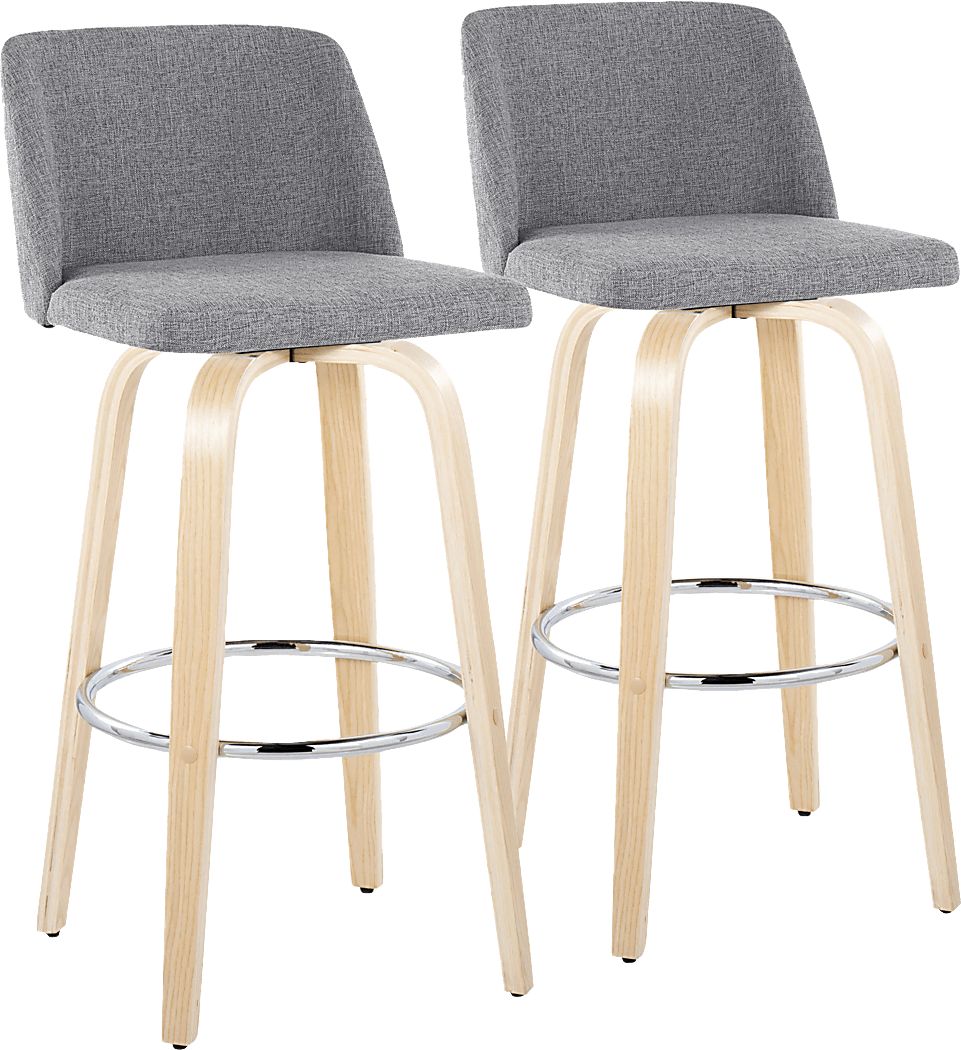 Wymering XVII Gray Swivel Barstool, Set of 2