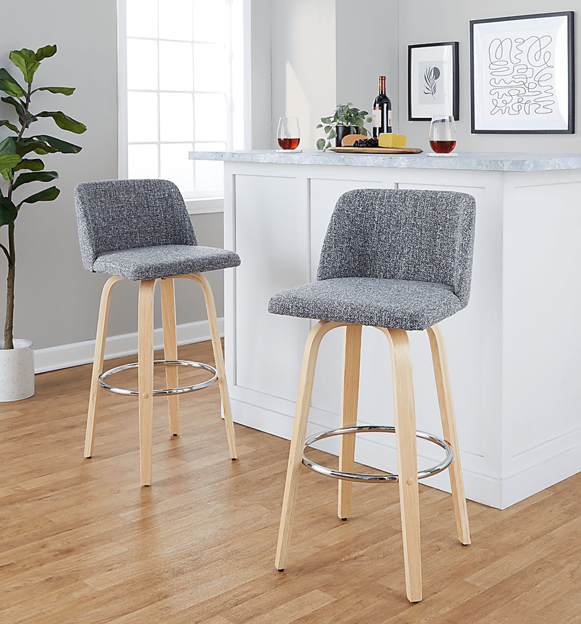 Wymering XVII Gray Swivel Barstool, Set of 2 - Image 4