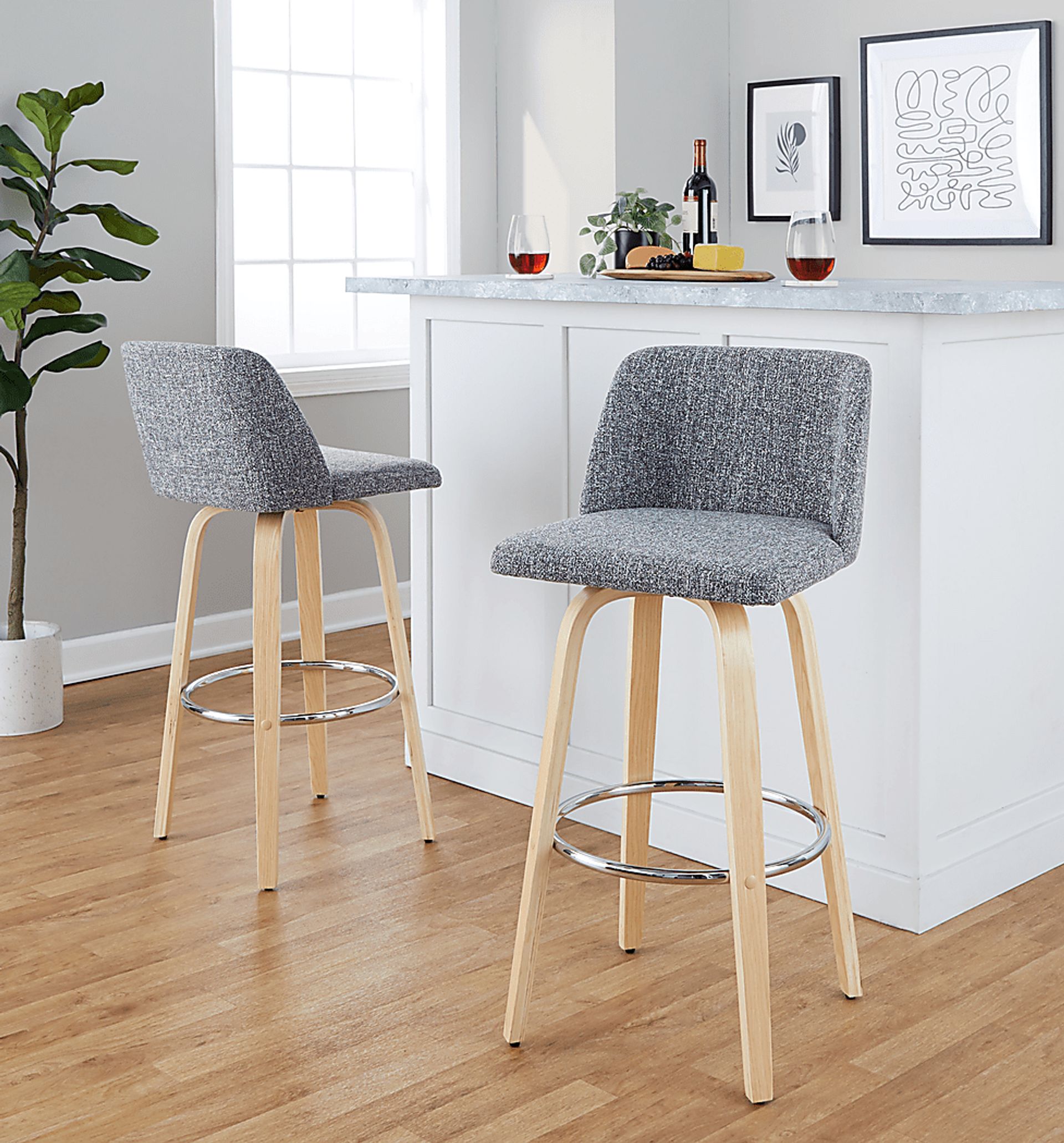 Wymering XVII Gray Swivel Barstool, Set of 2 - Image 5