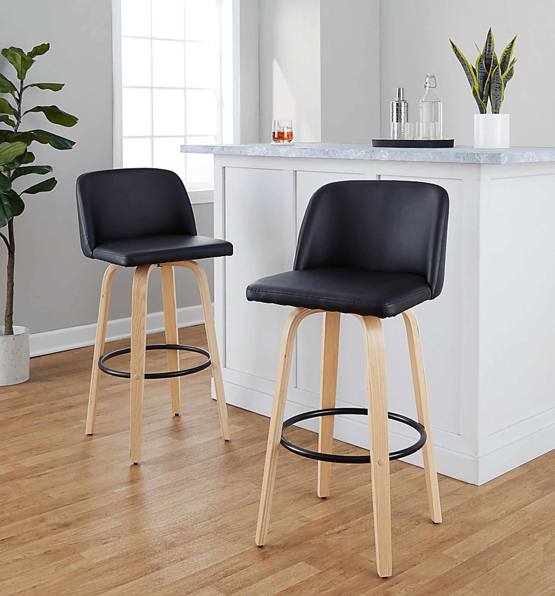 Wymering XVIII Black Swivel Barstool, Set of 2 - Image 4