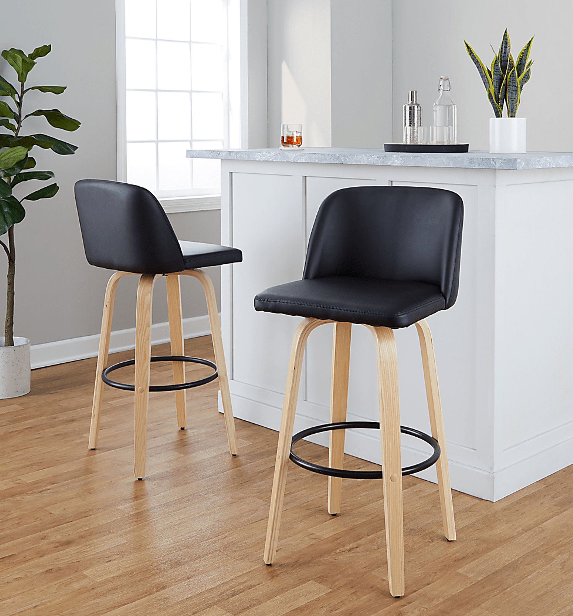 Wymering XVIII Black Swivel Barstool, Set of 2 - Image 5