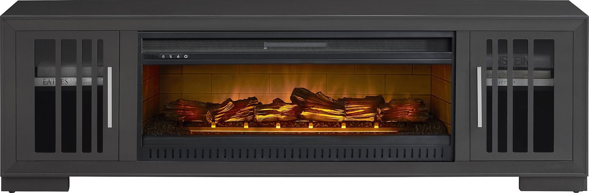 Wyndell Way Gray 78 in. Console with Electric Fireplace - Image 2