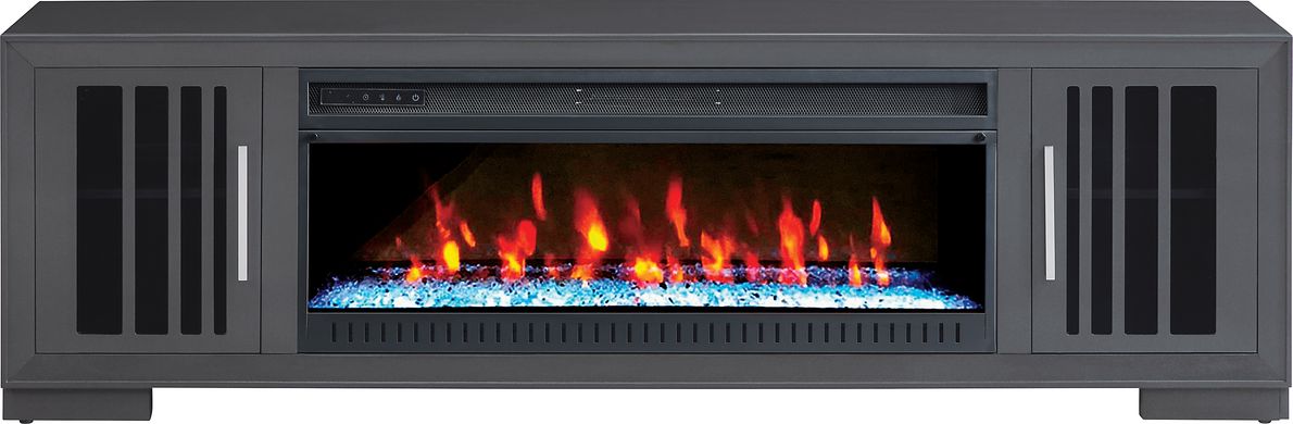Wyndell Way Gray 78 in. Console With Electric Fireplace - Rooms To Go