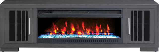 Wyndell Way Gray 78 in. Console with Electric Fireplace - Thumbnail - Image 1