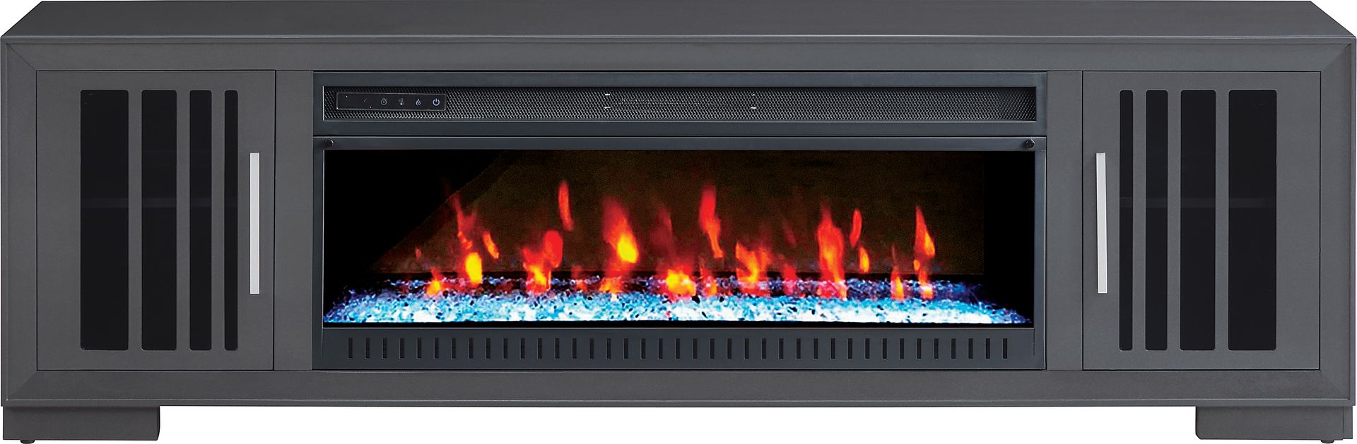 Wyndell Way Gray 78 in. Console with Electric Fireplace - Image 1
