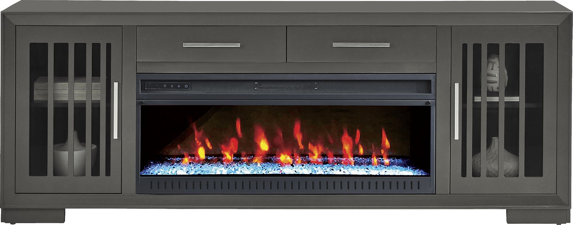 Wyndell Way Gray 81 in. Console with Electric Fireplace - Image 2