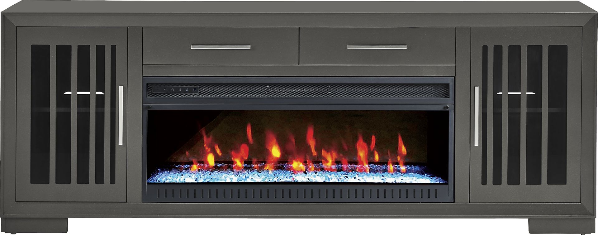 Wyndell Way Gray 81 in. Console with Electric Fireplace - Image 1