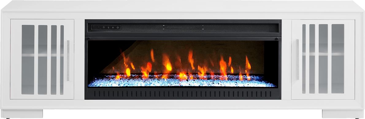 Wyndell Way White Colors,White 78 in. Console With Electric Fireplace -  Rooms To Go