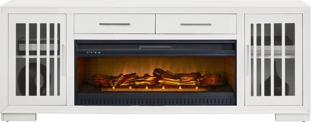 Wyndell Way White 81 in. Console with Electric Log Fireplace - Thumbnail - Image 2