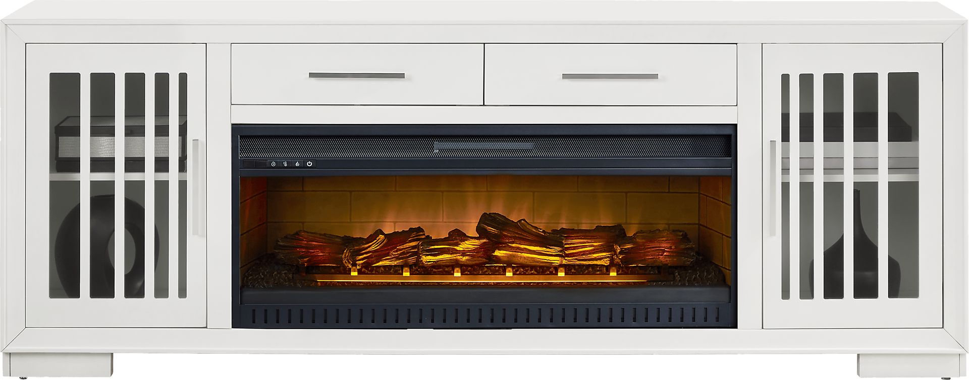 Wyndell Way White 81 in. Console with Electric Log Fireplace - Image 2