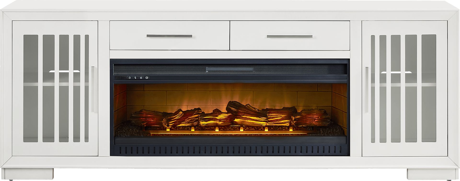 Wyndell Way White 81 in. Console with Electric Log Fireplace - Image 1