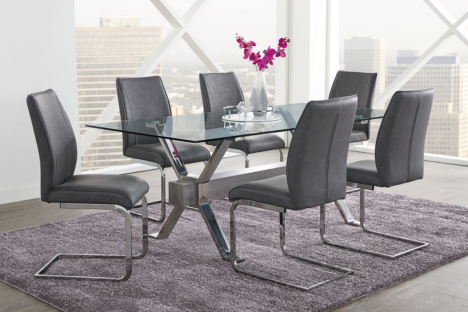 Wyndhall Chrome 5 Pc Rectangle Dining Room - Image 1